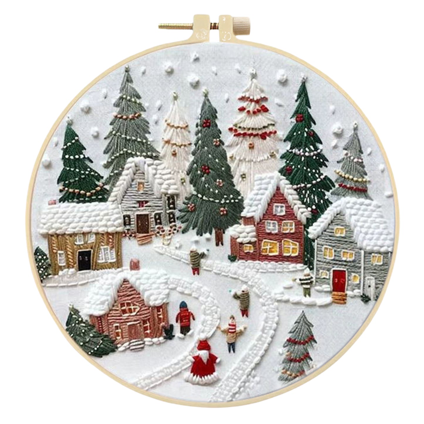 4PCS Christmas - DIY Embroidery Cross Stitch Kit with Pattern Cotton Threads Needles Hoop 15x15CM/5.91x5.91in