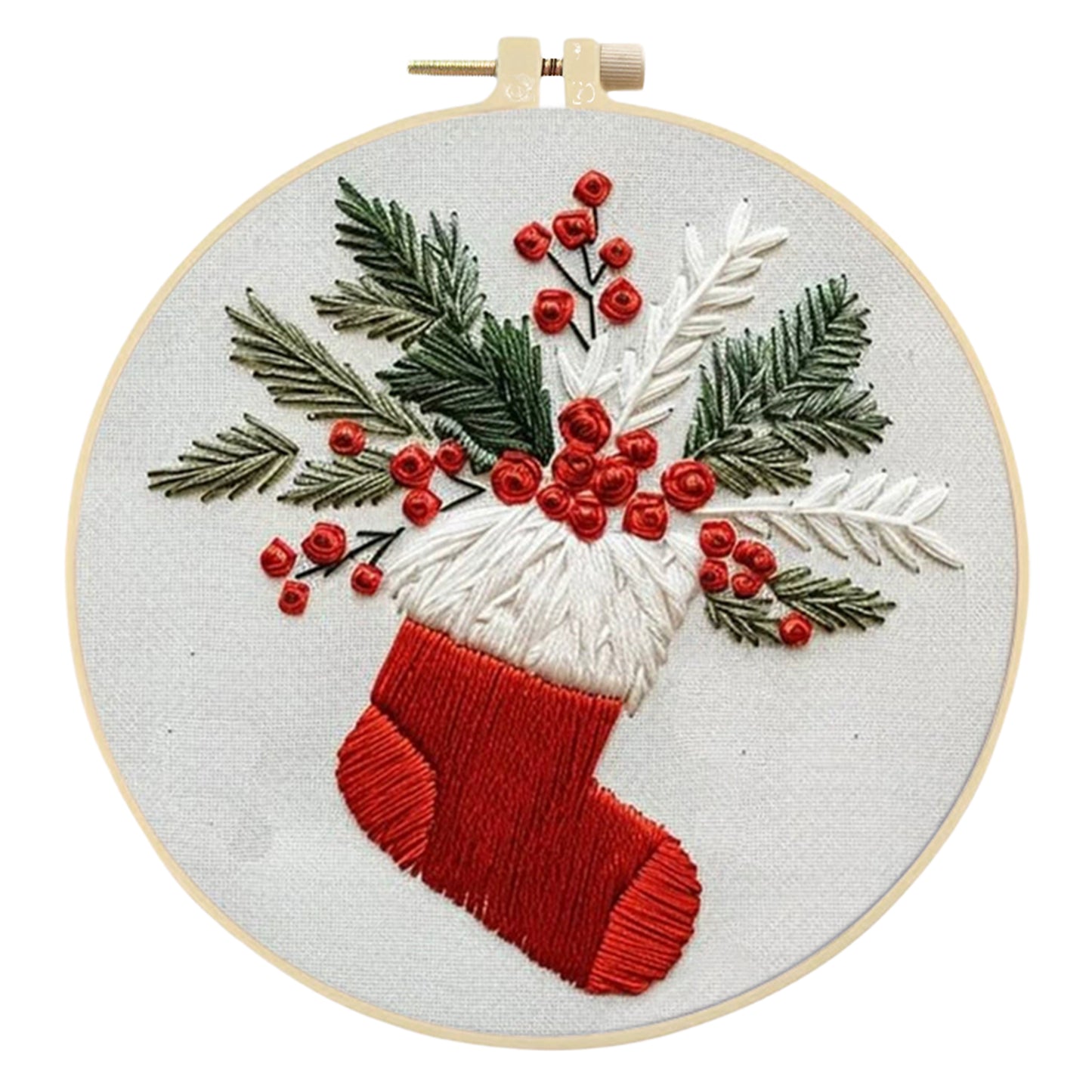 4PCS Christmas - DIY Embroidery Cross Stitch Kit with Pattern Cotton Threads Needles Hoop 15x15CM/5.91x5.91in