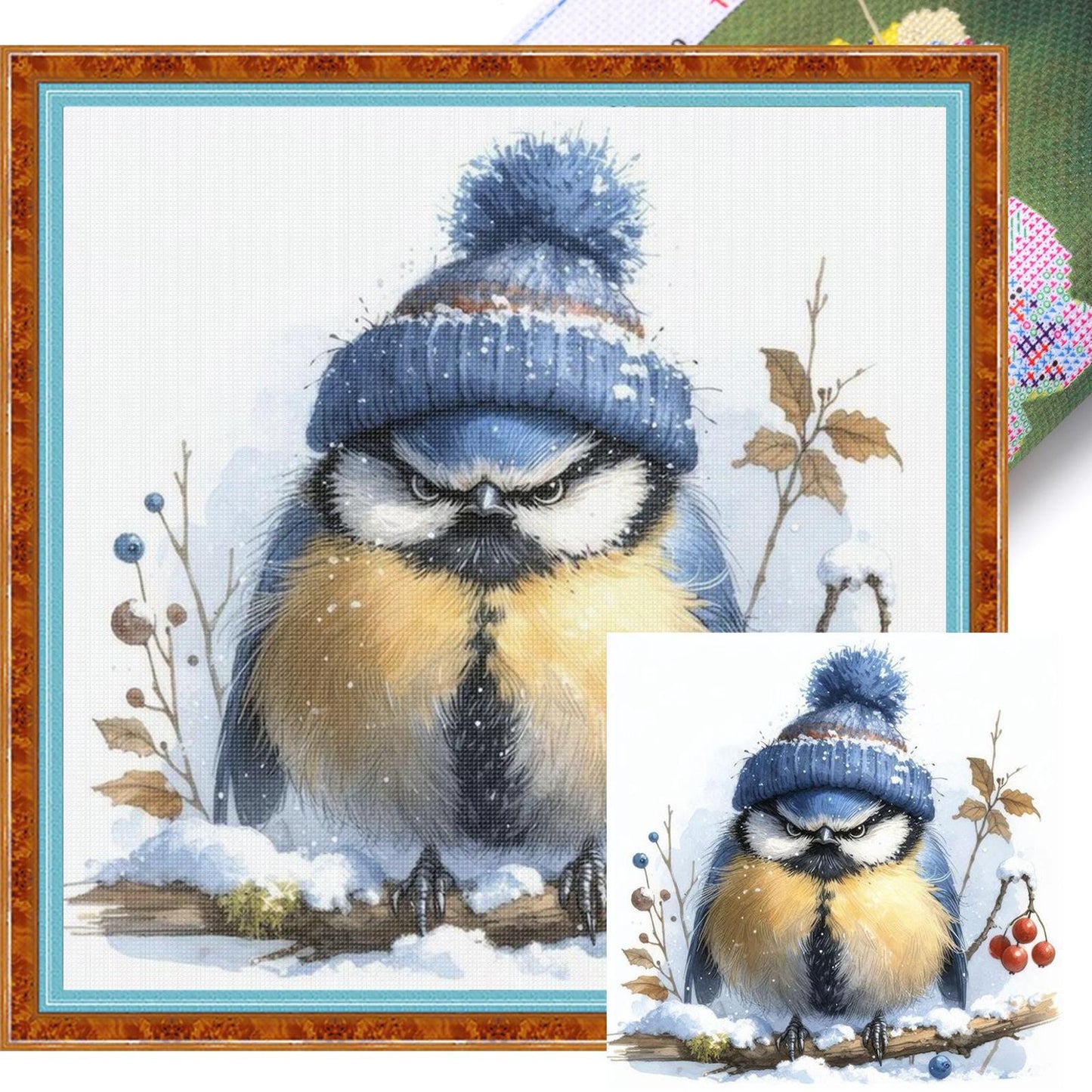 Winter Birds - Full 11CT Stamped Cross Stitch 40x40CM - Yishu