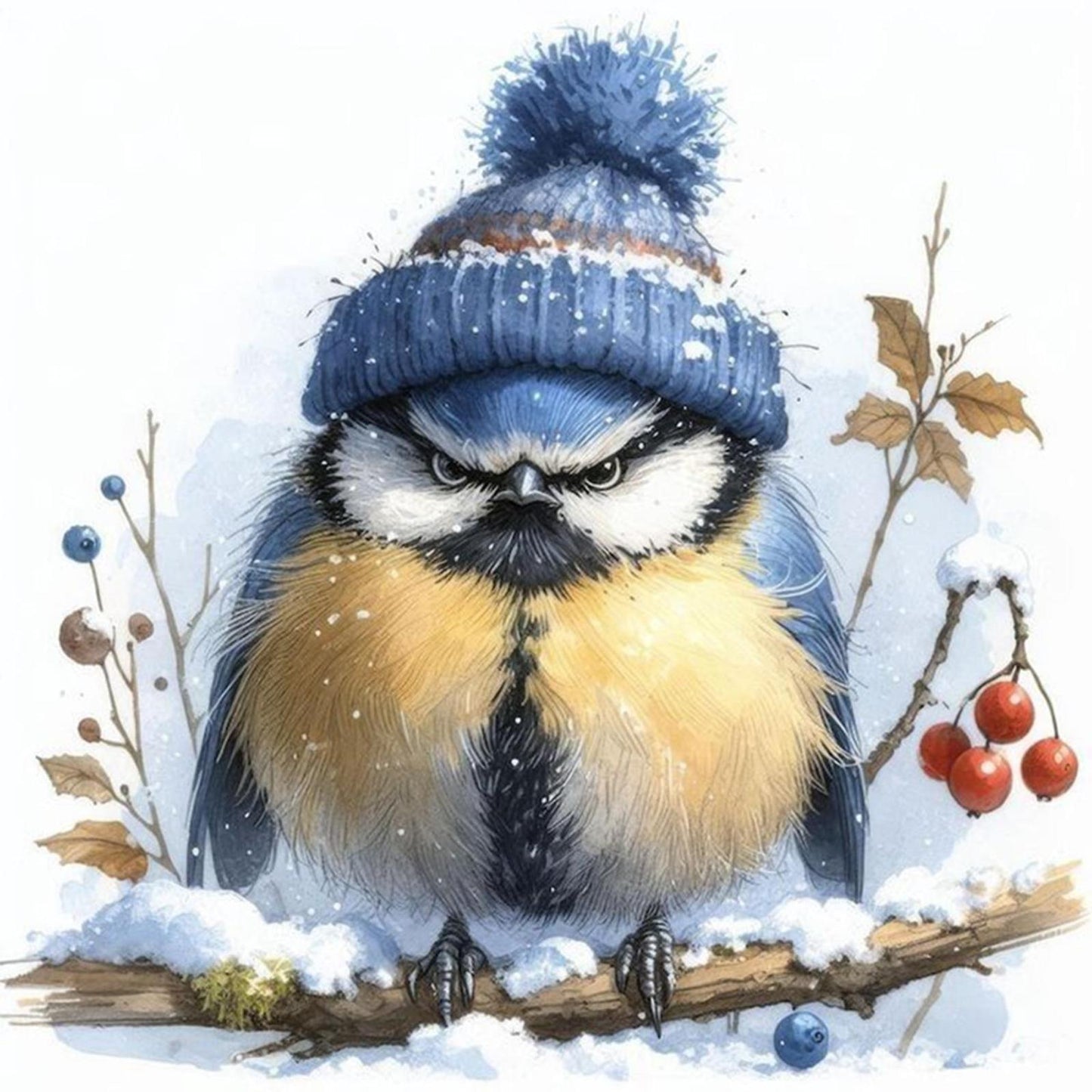 Winter Birds - Full 11CT Stamped Cross Stitch 40x40CM - Yishu