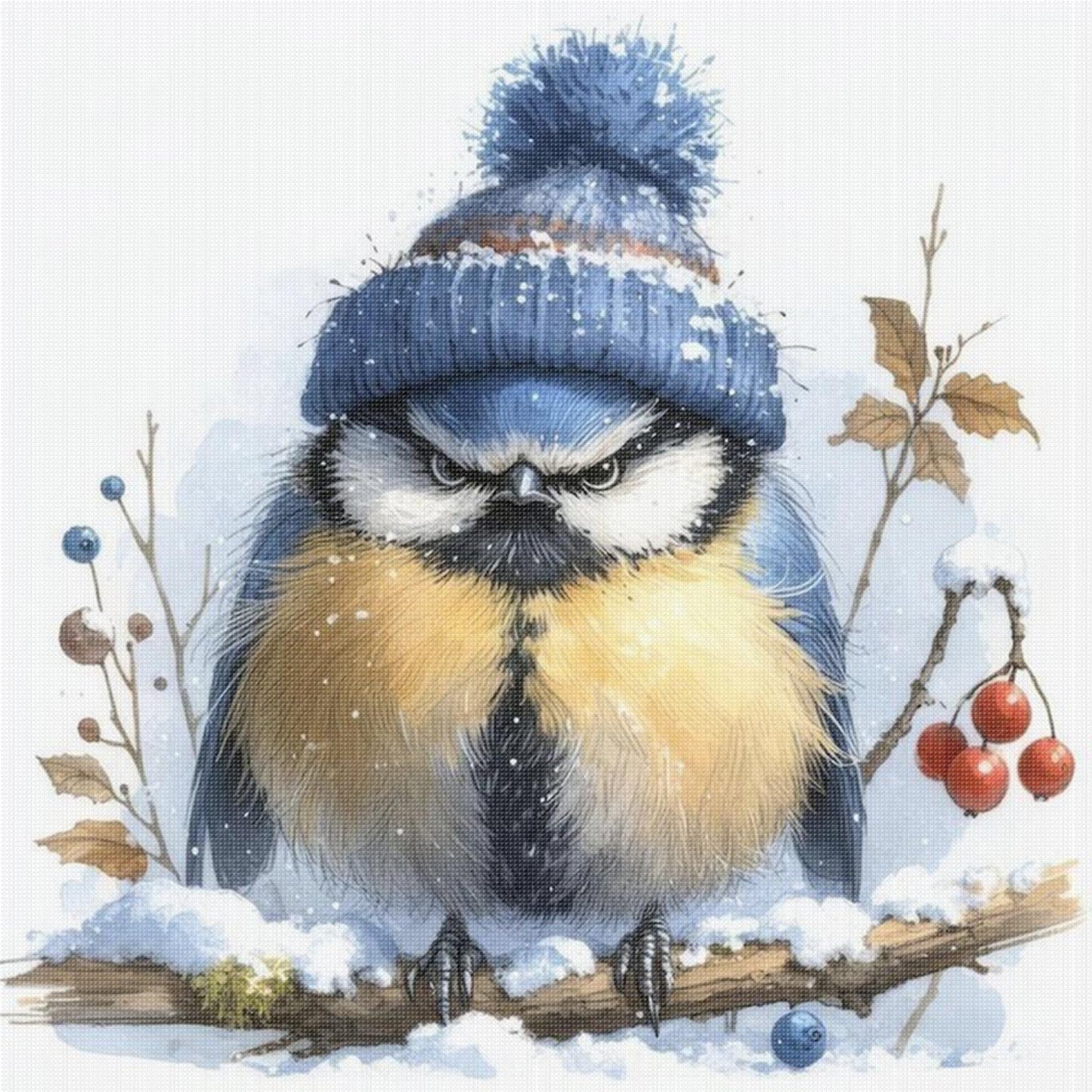 Winter Birds - Full 11CT Stamped Cross Stitch 40x40CM - Yishu