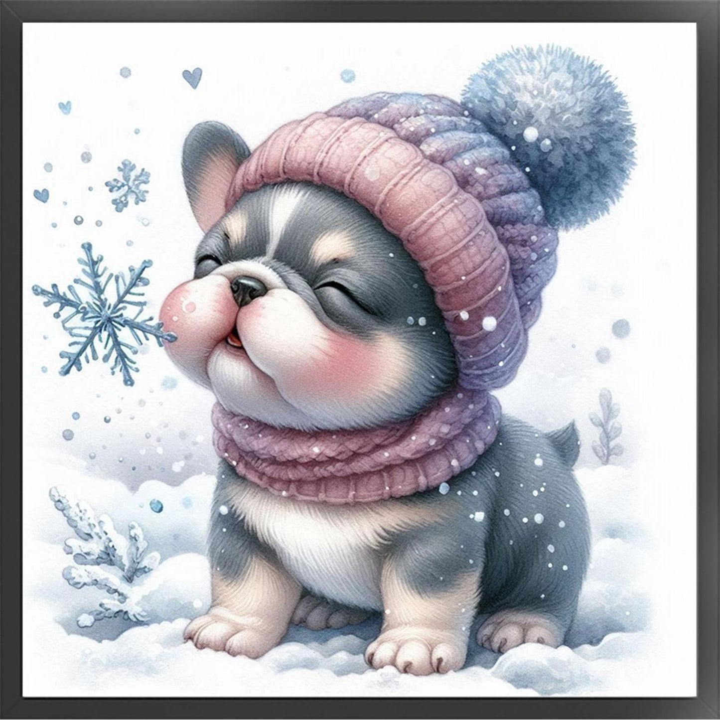 Christmas Dog - Full 11CT Stamped Cross Stitch 40x40CM - Yishu