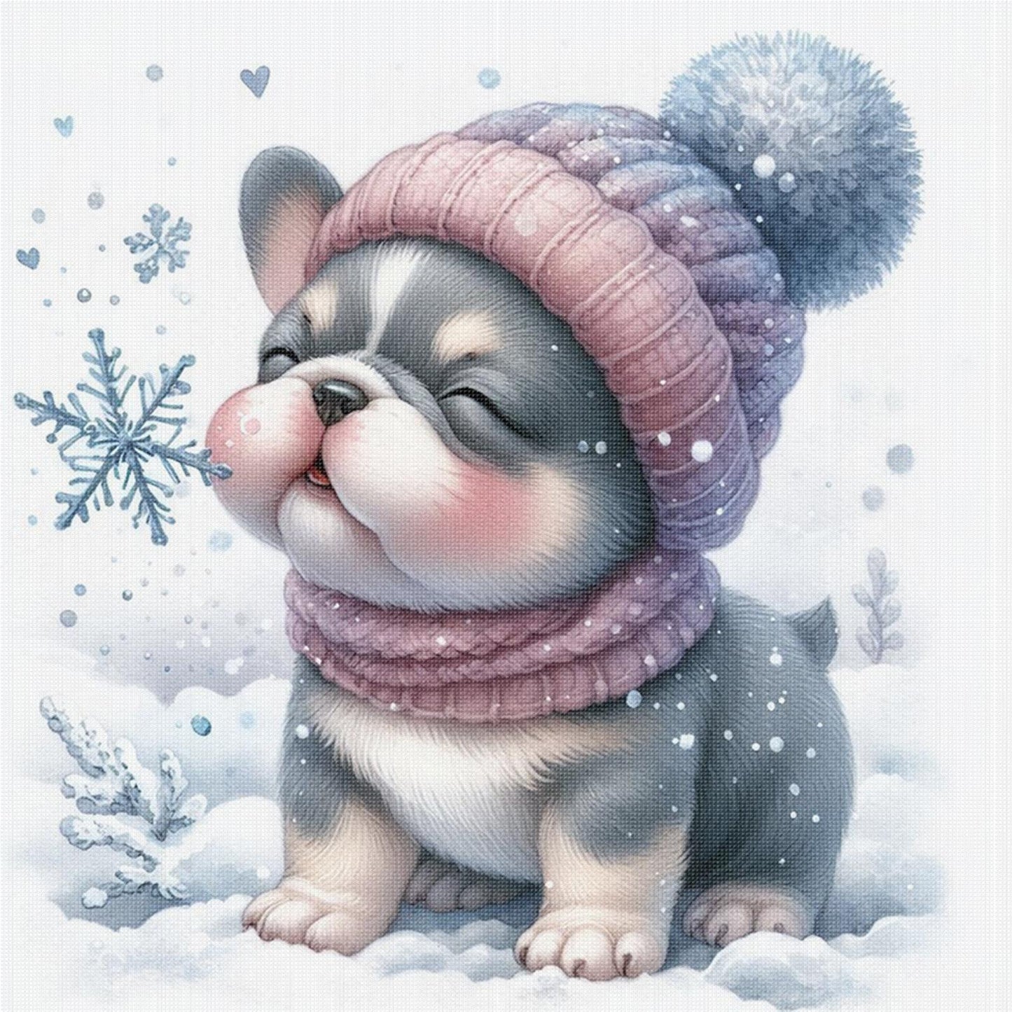 Christmas Dog - Full 11CT Stamped Cross Stitch 40x40CM - Yishu