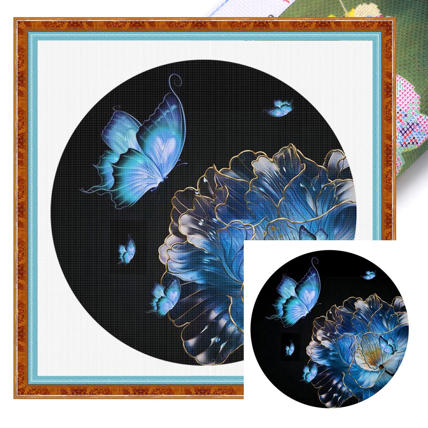 Blue Love - Full 11CT Stamped Cross Stitch 50x50CM - Band