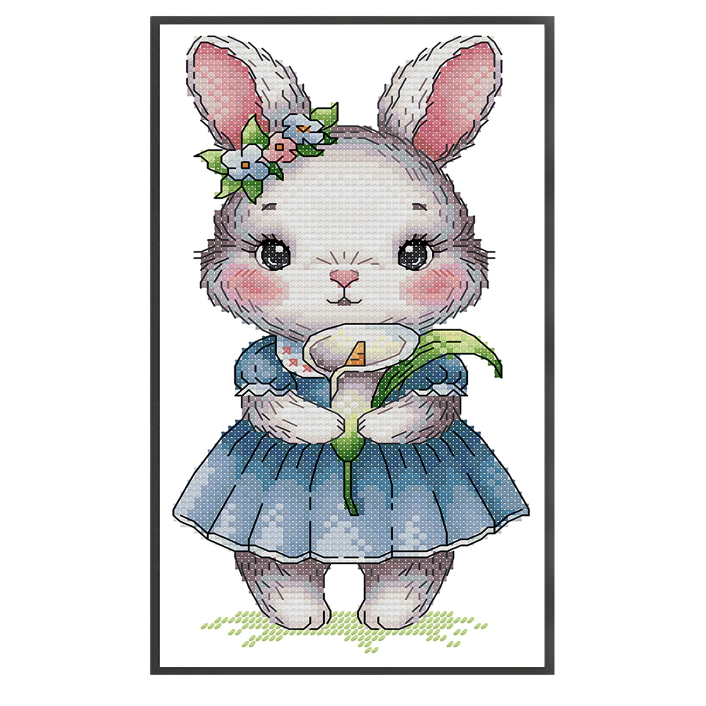 Rabbit And Calla Lily - Full 14CT Stamped Cross Stitch 15x27CM - Joy Sunday Backstitch