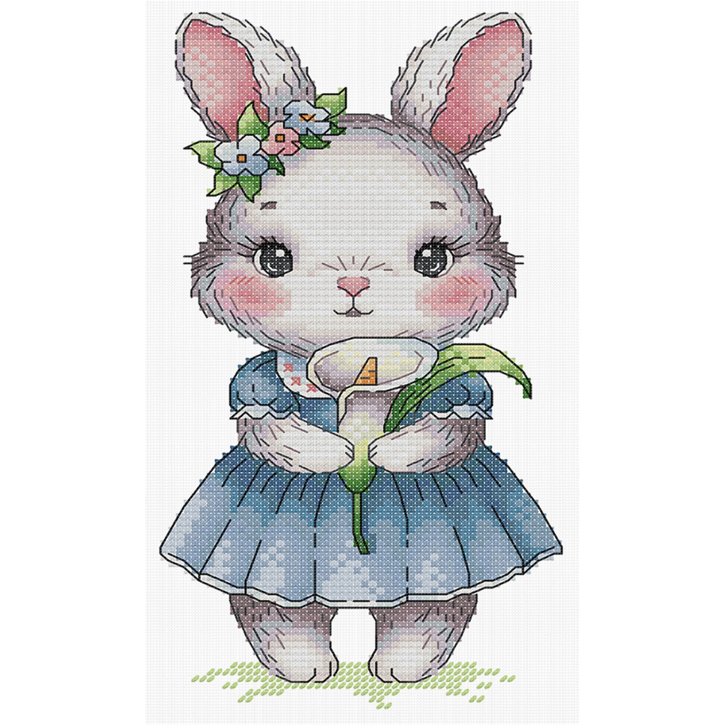 Rabbit And Calla Lily - Full 14CT Stamped Cross Stitch 15x27CM - Joy Sunday Backstitch