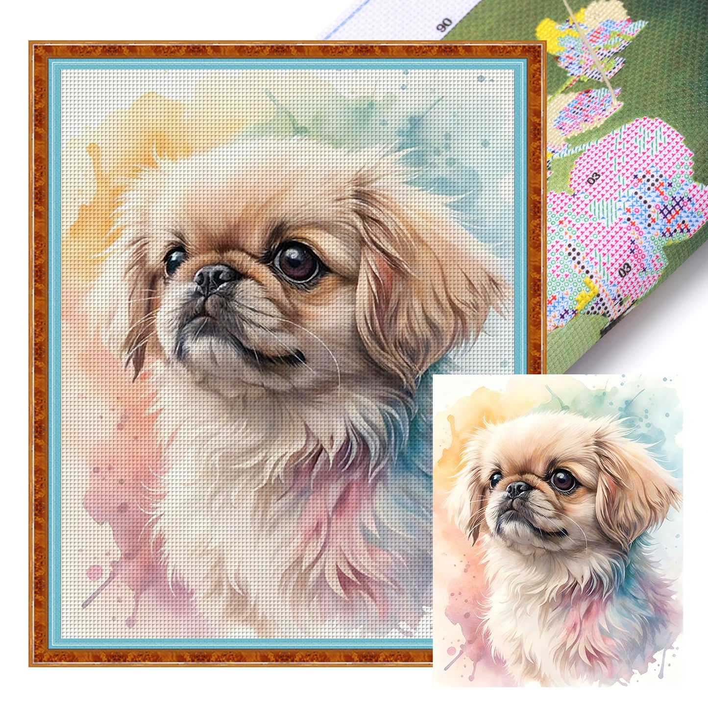 Pekingese-Dog - Full 11CT Stamped Cross Stitch 40x50CM - Huacan