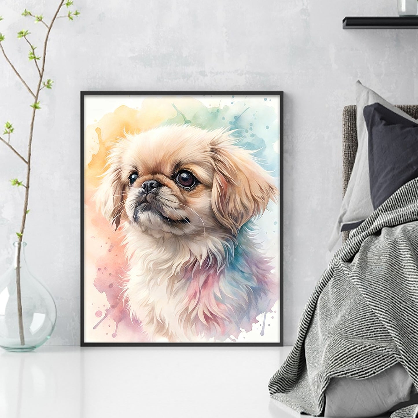 Pekingese-Dog - Full 11CT Stamped Cross Stitch 40x50CM - Huacan