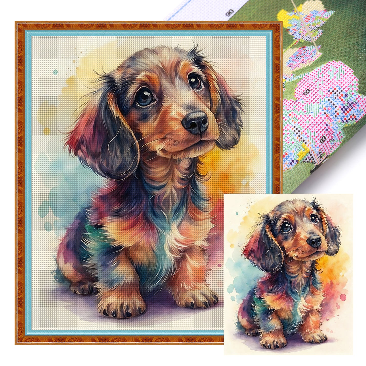 Dachshund-Dog - Full 11CT Stamped Cross Stitch 40x50CM - Huacan