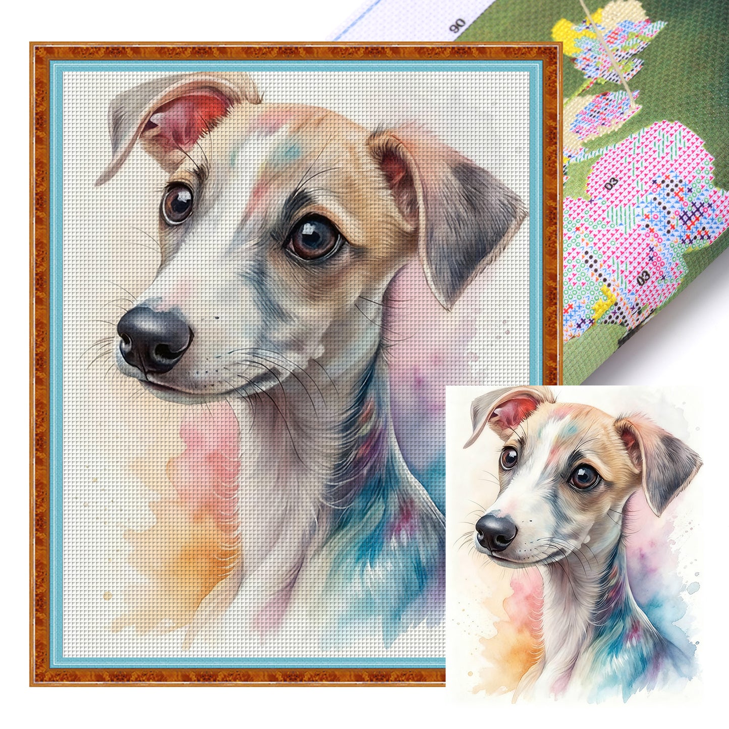 Whippet-Dog - Full 11CT Stamped Cross Stitch 40x50CM - Huacan