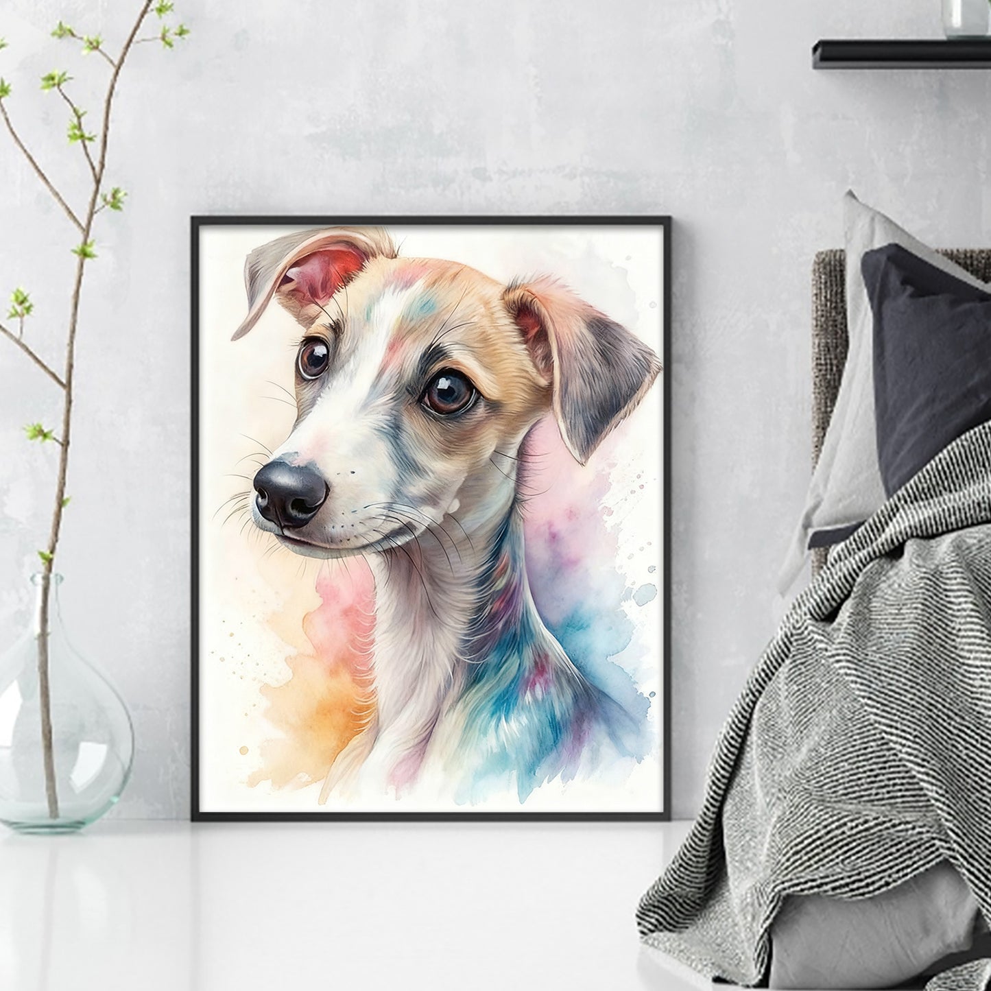Whippet-Dog - Full 11CT Stamped Cross Stitch 40x50CM - Huacan