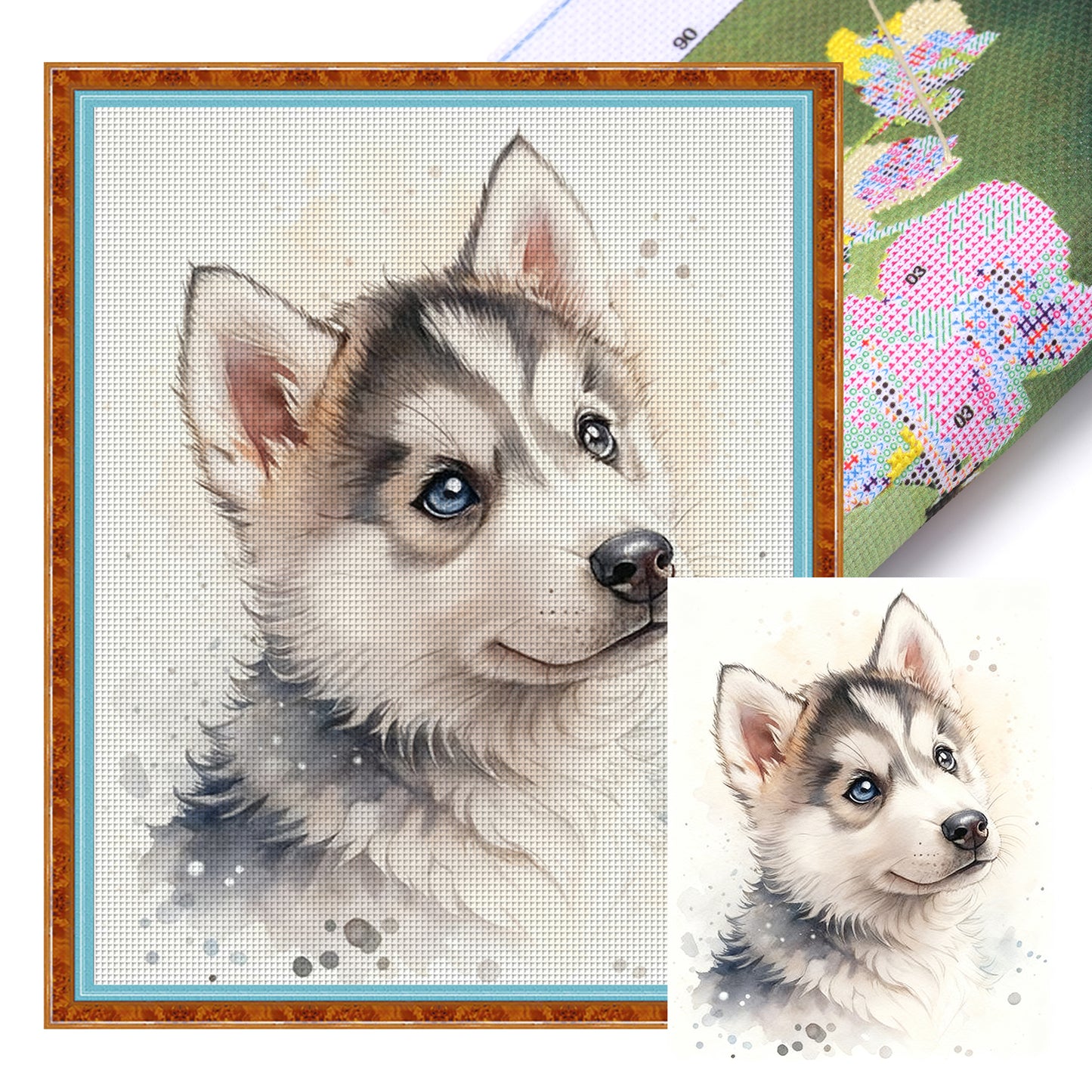 Husky-Dog - Full 11CT Stamped Cross Stitch 40x50CM - Huacan