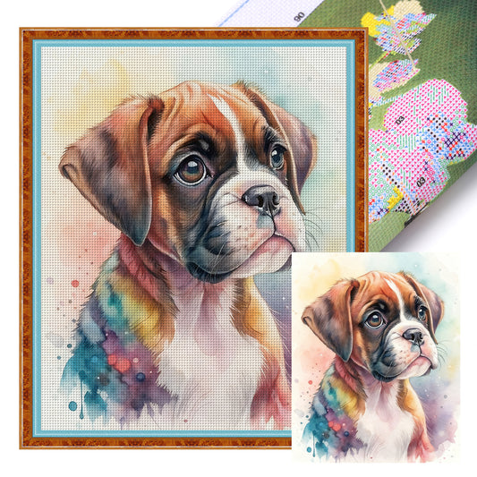 Boxer-Dog - Full 11CT Stamped Cross Stitch 40x50CM - Huacan