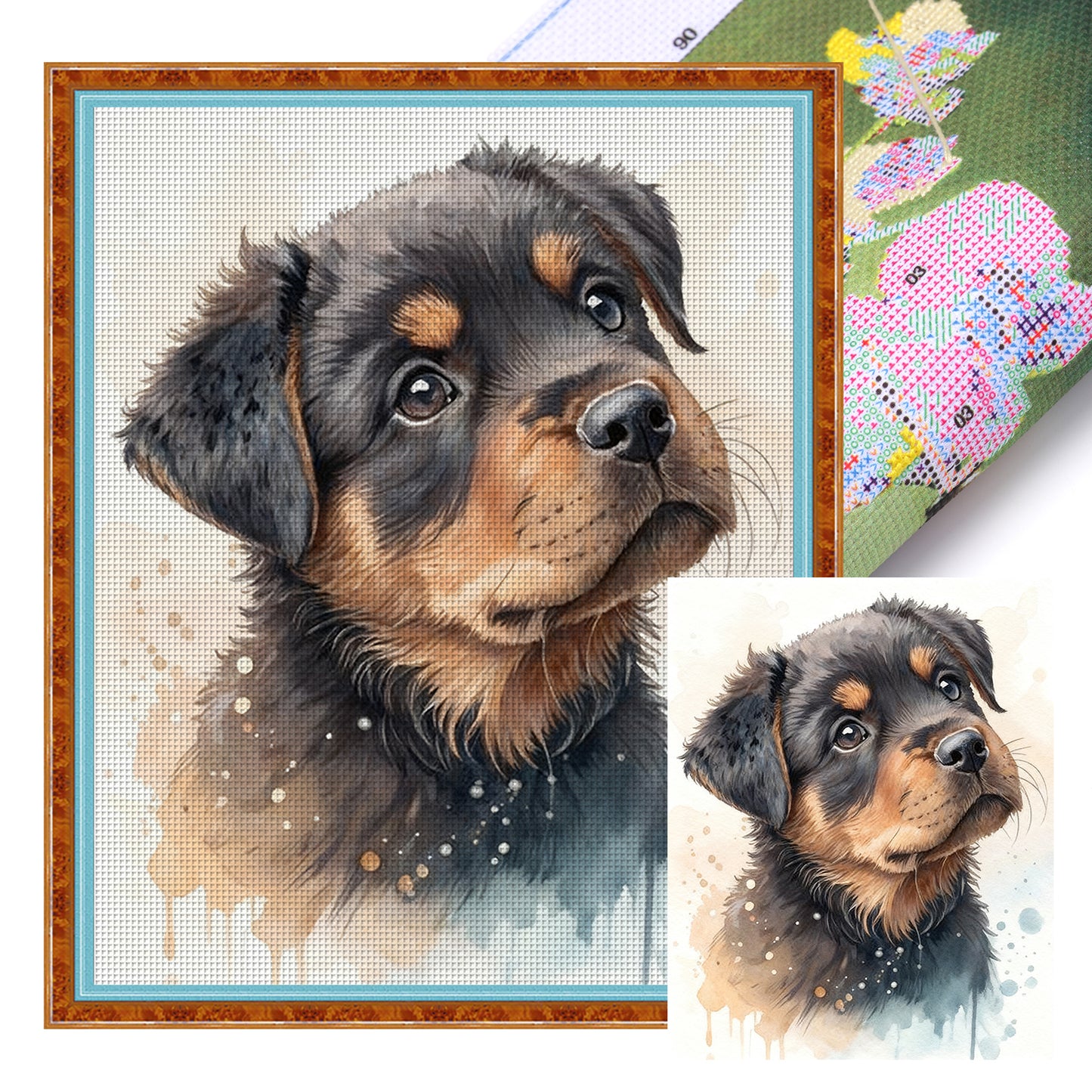 Rottweiler-Dog - Full 11CT Stamped Cross Stitch 40x50CM - Huacan