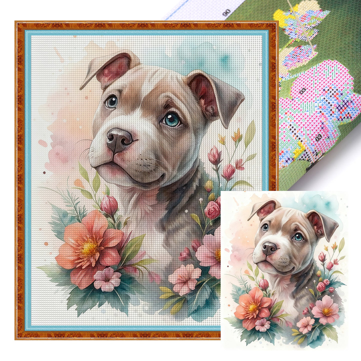 Bulldog-Dog - Full 11CT Stamped Cross Stitch 40x50CM - Huacan