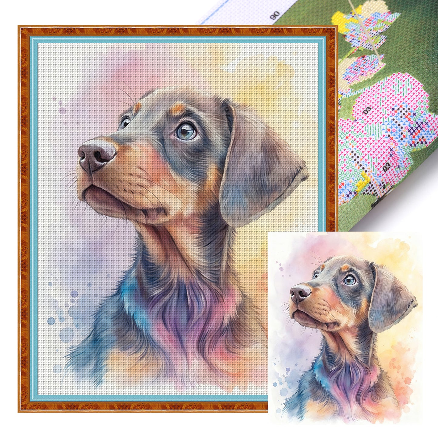 Dachshund-Dog - Full 11CT Stamped Cross Stitch 40x50CM - Huacan