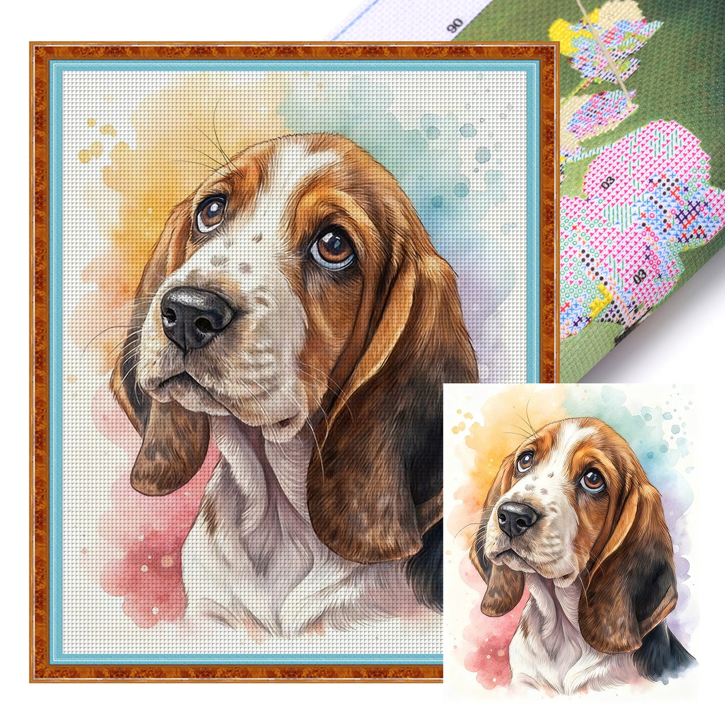 Basset Hound-Dog - Full 11CT Stamped Cross Stitch 40x50CM - Huacan