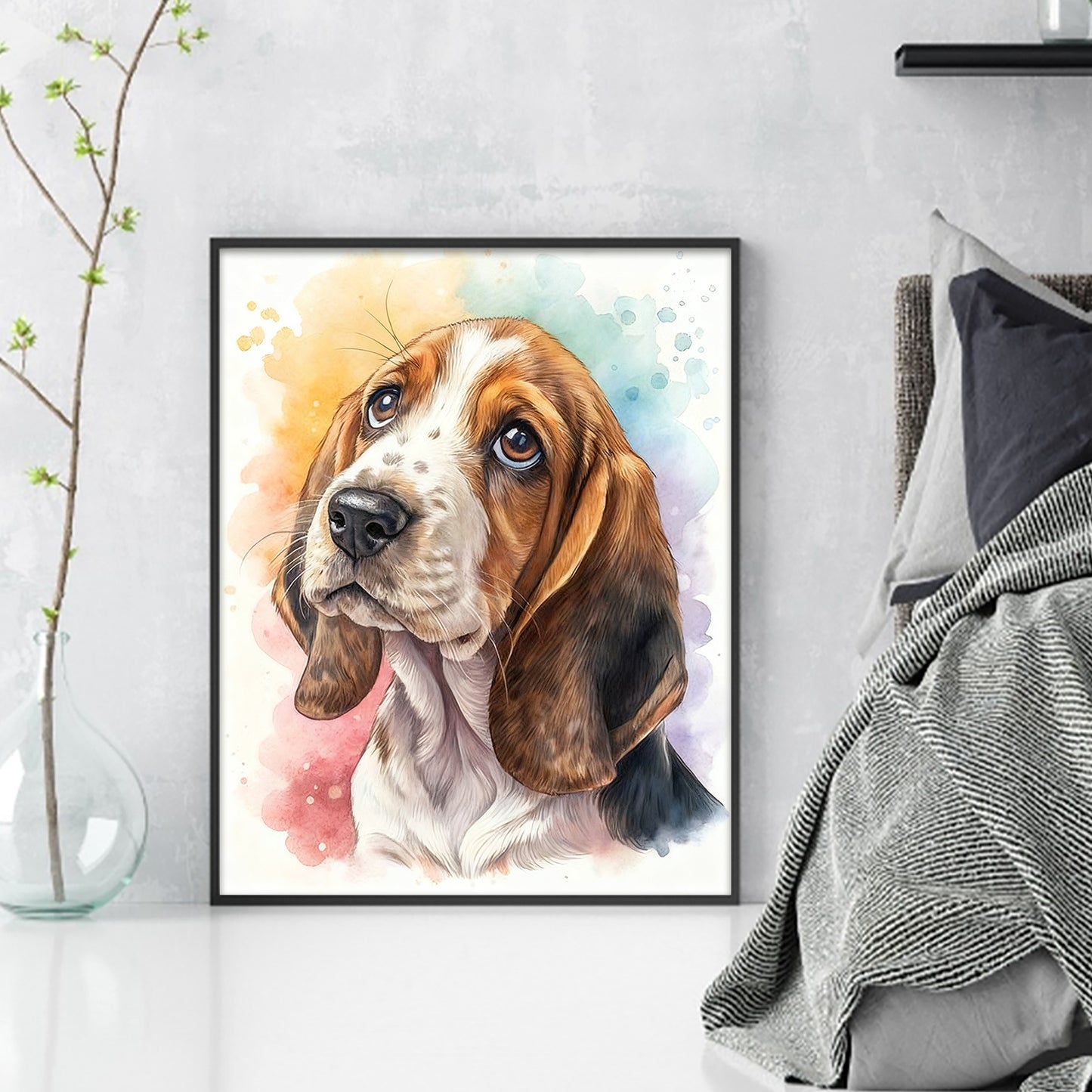 Basset Hound-Dog - Full 11CT Stamped Cross Stitch 40x50CM - Huacan