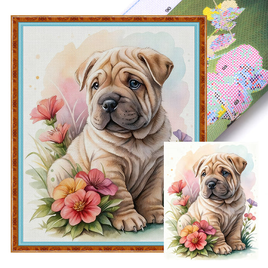 Shar-Pei-Dog - Full 11CT Stamped Cross Stitch 40x50CM - Huacan