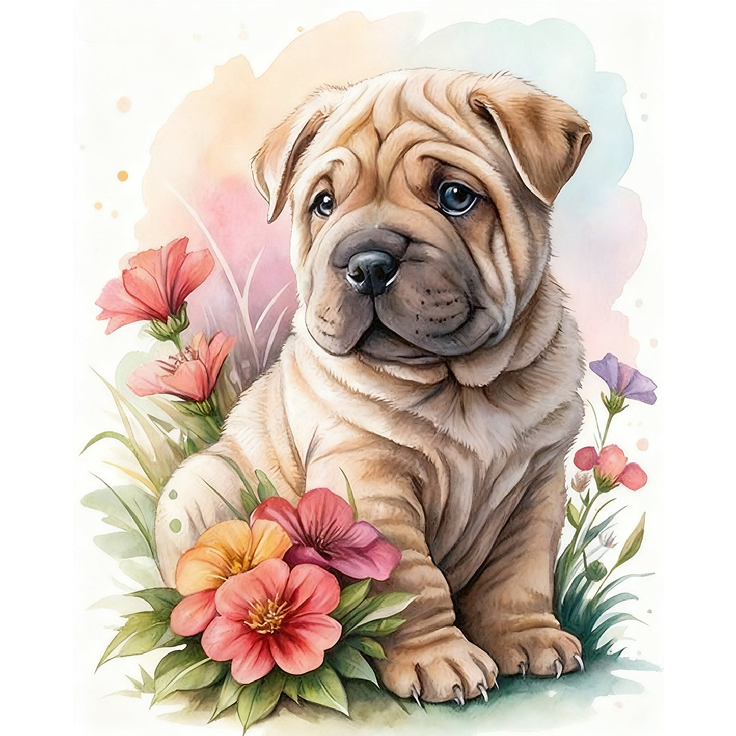 Shar-Pei-Dog - Full 11CT Stamped Cross Stitch 40x50CM - Huacan