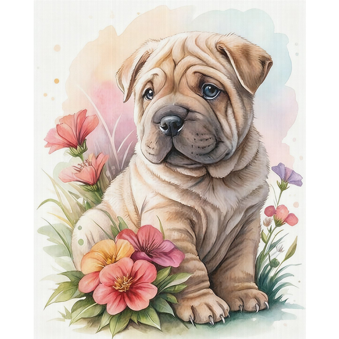 Shar-Pei-Dog - Full 11CT Stamped Cross Stitch 40x50CM - Huacan