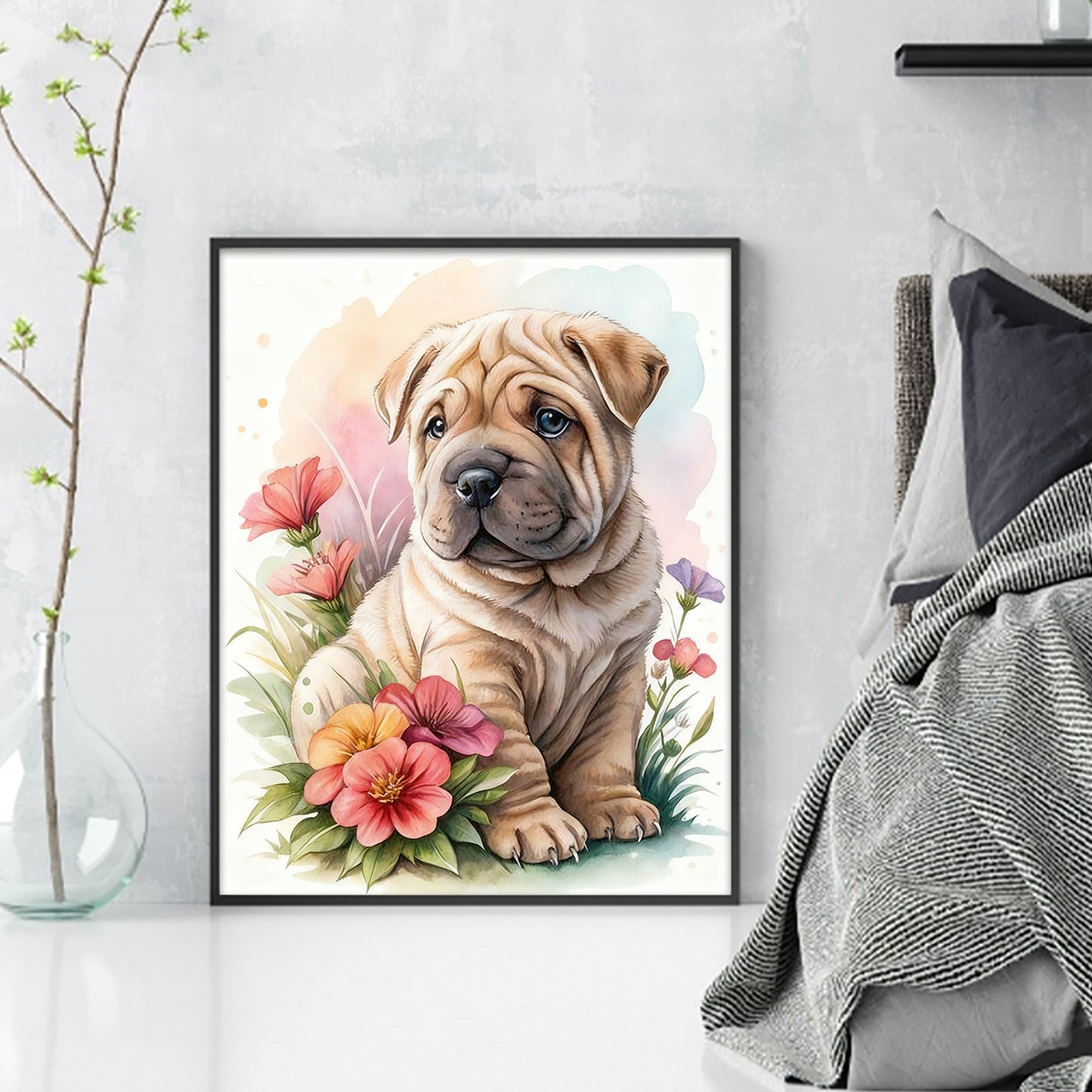 Shar-Pei-Dog - Full 11CT Stamped Cross Stitch 40x50CM - Huacan