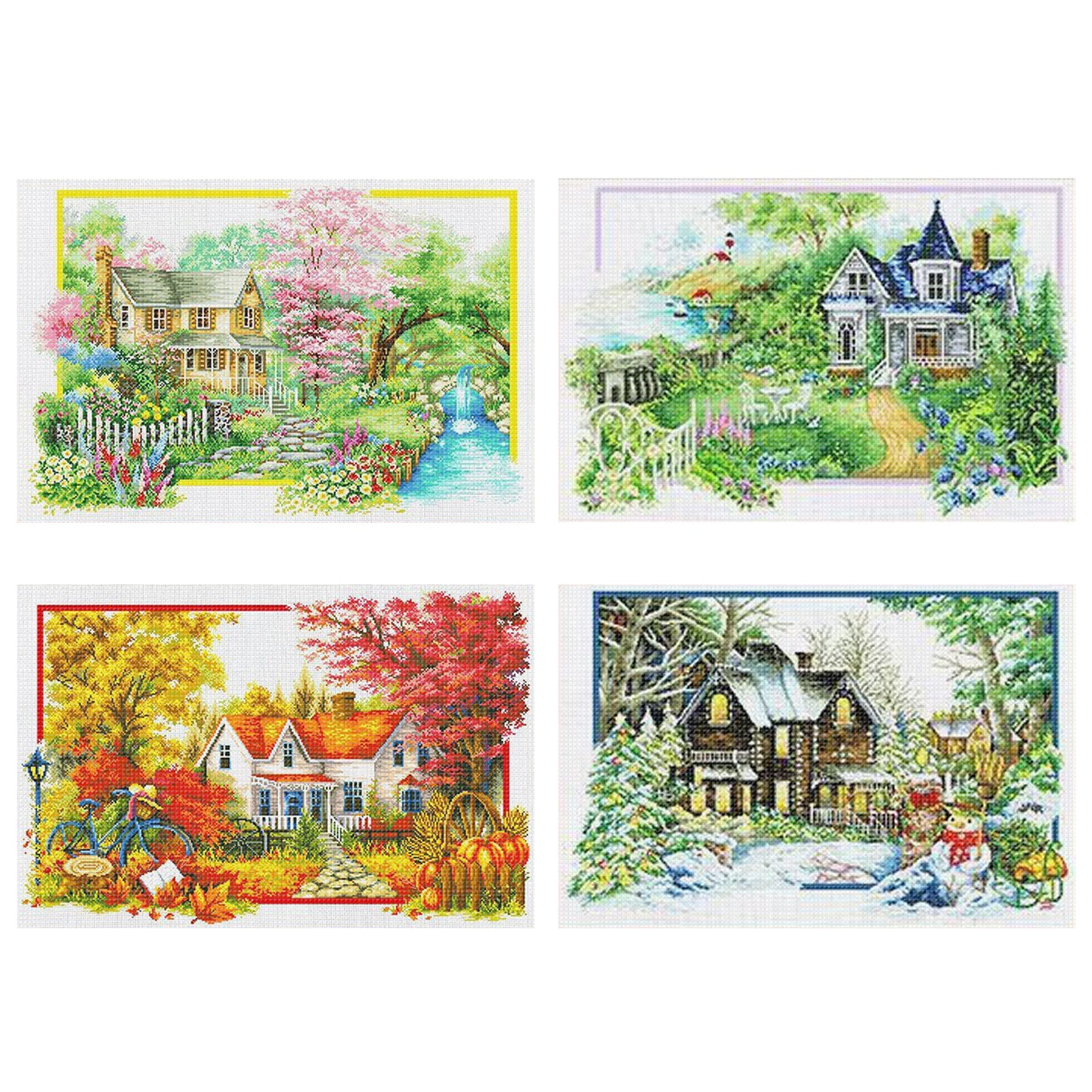 Four Seasons - Full 11CT Stamped Cross Stitch 85x60CM - Mona Lisa