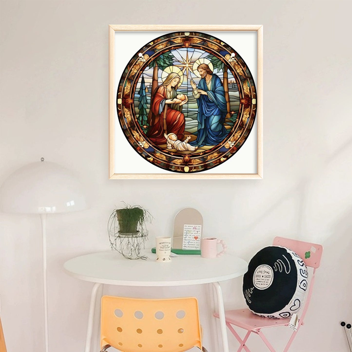 Glass Painting - Jesus - Full 14CT Stamped Cross Stitch 40x40CM - Huacan