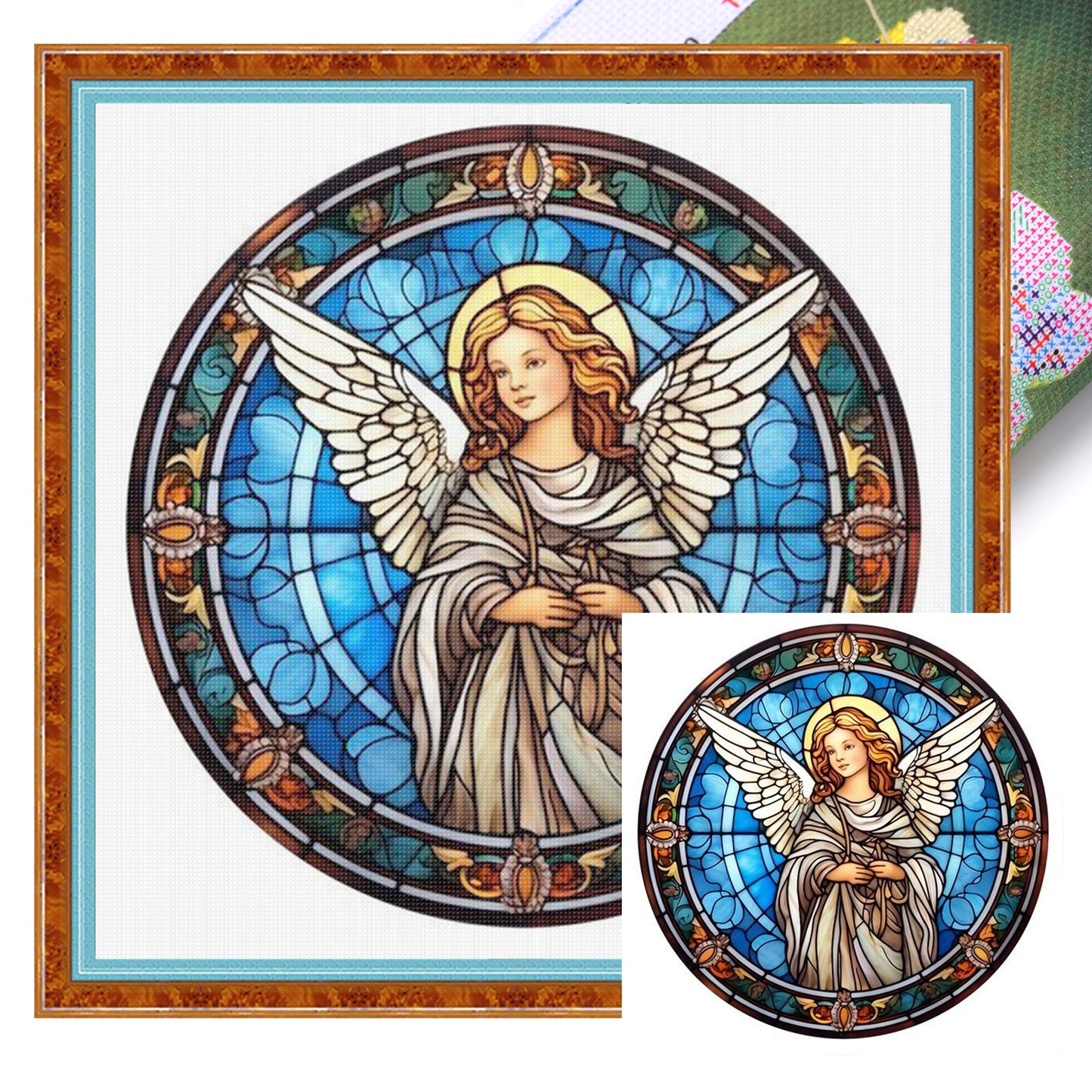 Glass Painting - Angel - Full 14CT Stamped Cross Stitch 40x40CM - Huacan