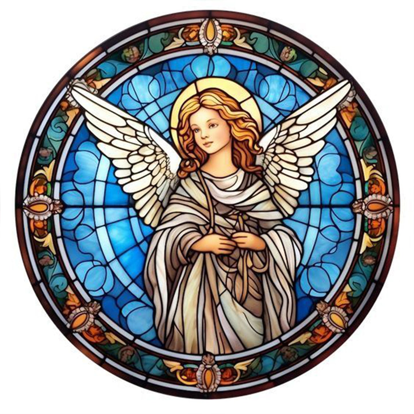 Glass Painting - Angel - Full 14CT Stamped Cross Stitch 40x40CM - Huacan