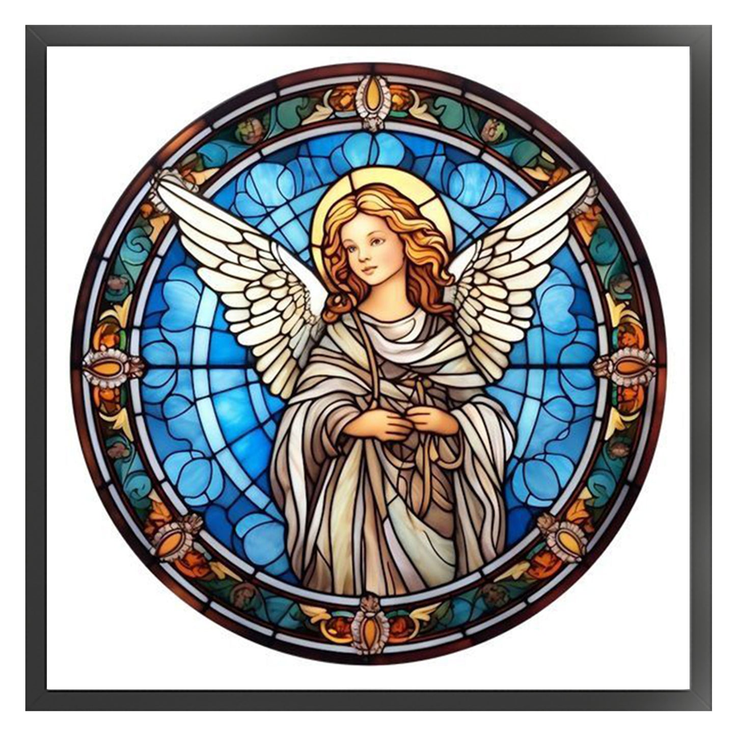 Glass Painting - Angel - Full 14CT Stamped Cross Stitch 40x40CM - Huacan