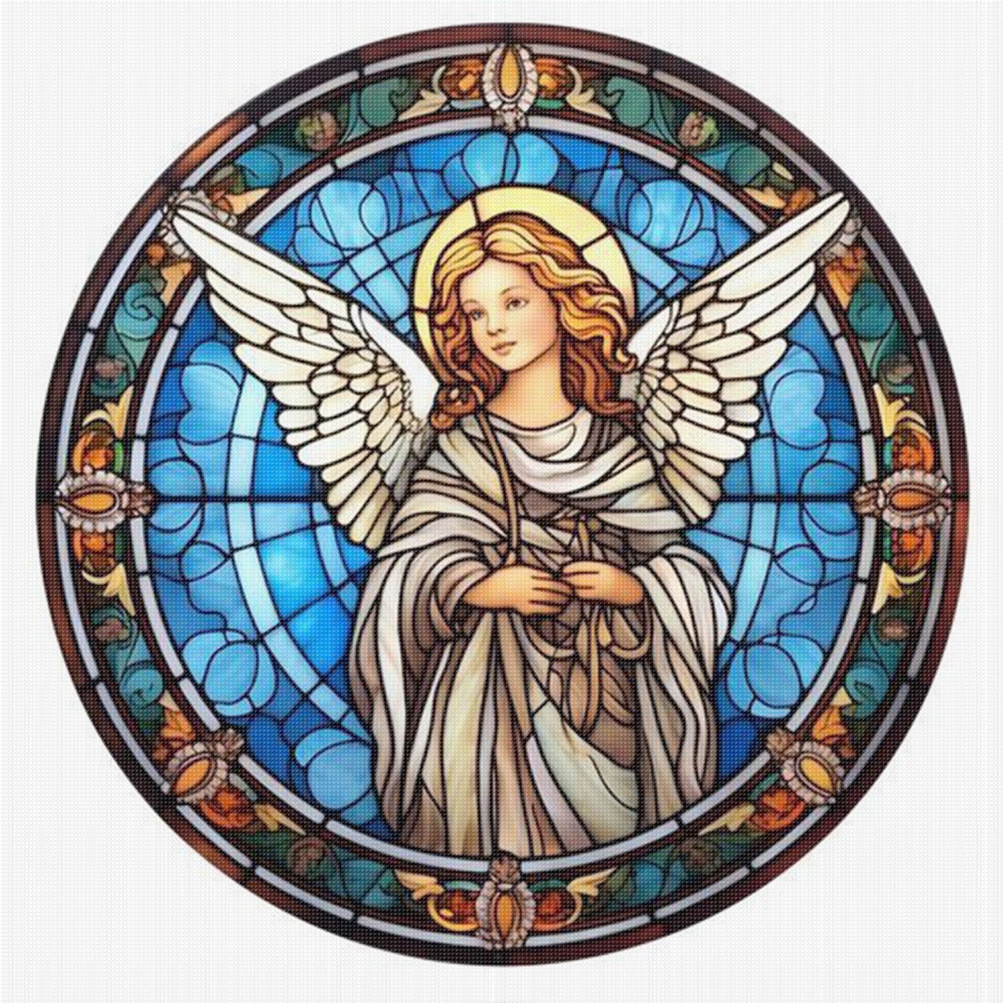 Glass Painting - Angel - Full 14CT Stamped Cross Stitch 40x40CM - Huacan