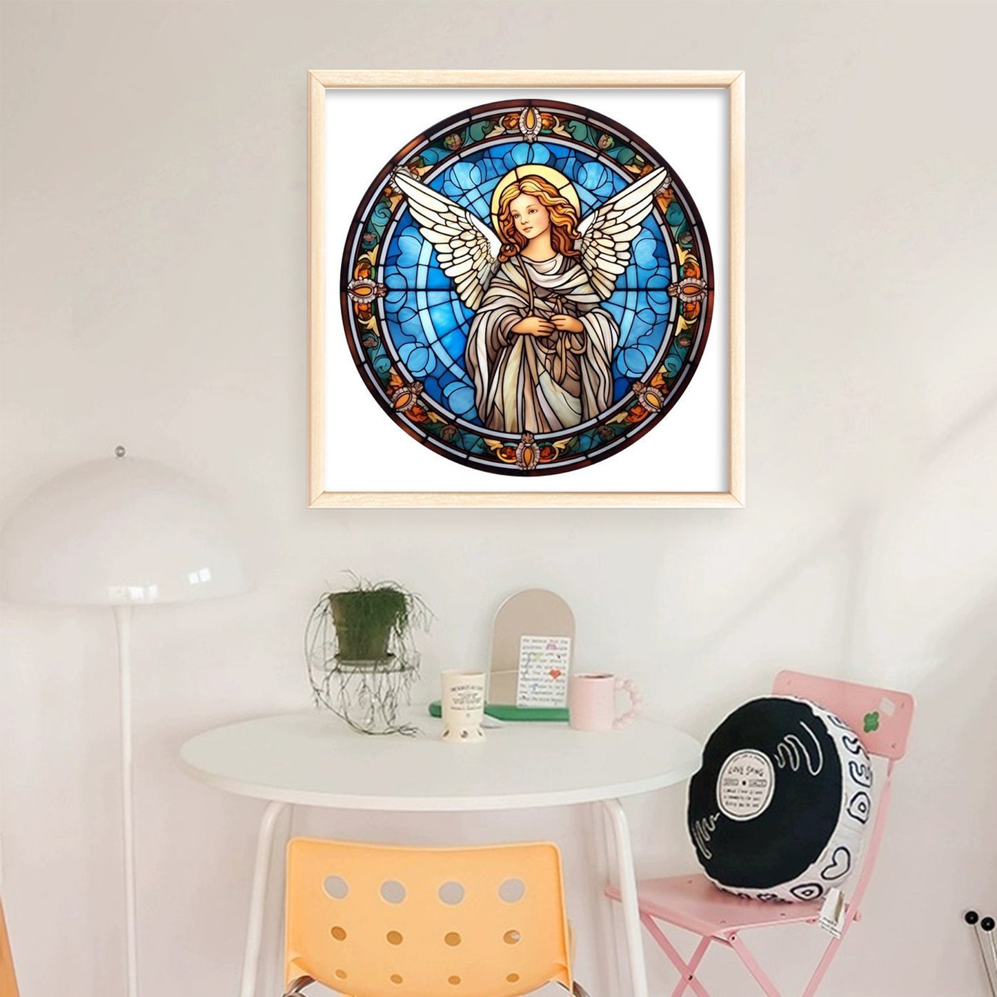 Glass Painting - Angel - Full 14CT Stamped Cross Stitch 40x40CM - Huacan