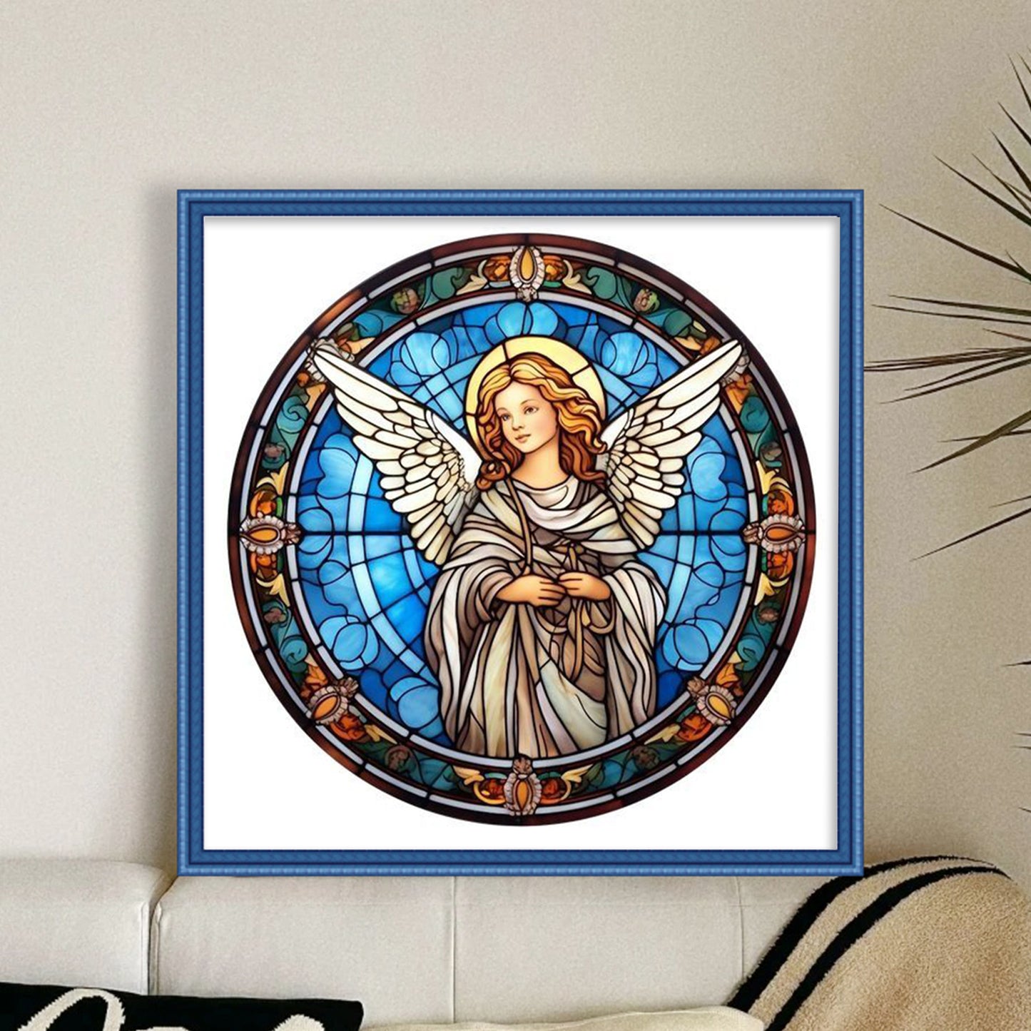 Glass Painting - Angel - Full 14CT Stamped Cross Stitch 40x40CM - Huacan