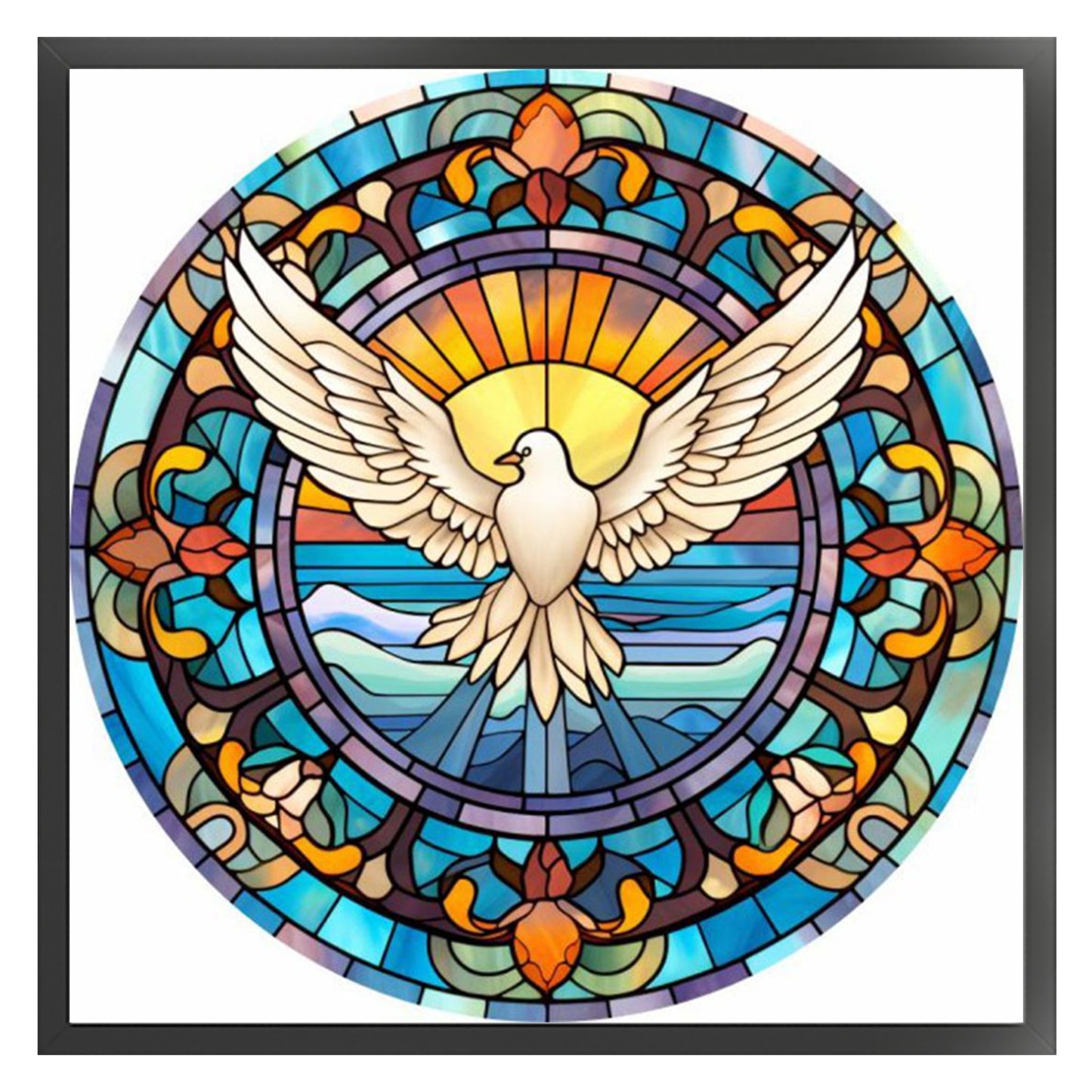 Glass Painting - Dove - Full 14CT Stamped Cross Stitch 40x40CM - Huacan