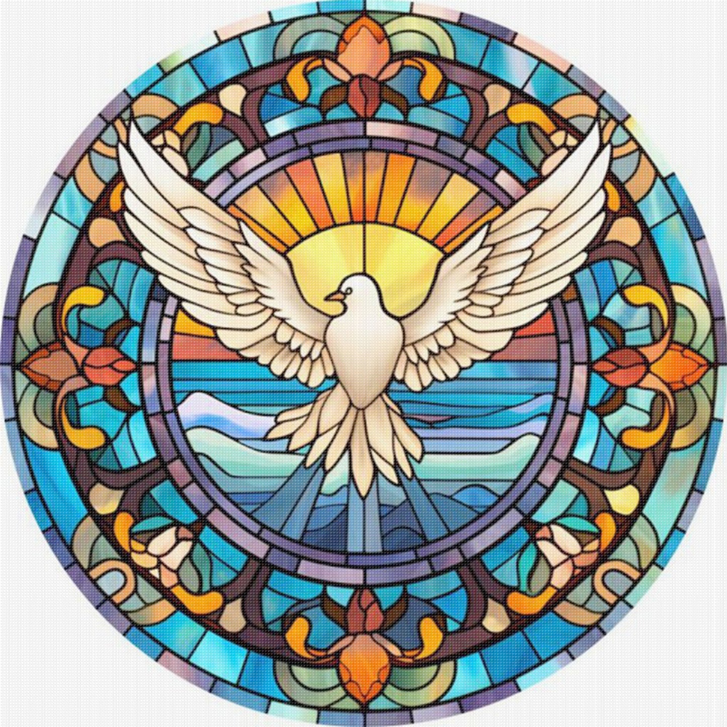 Glass Painting - Dove - Full 14CT Stamped Cross Stitch 40x40CM - Huacan