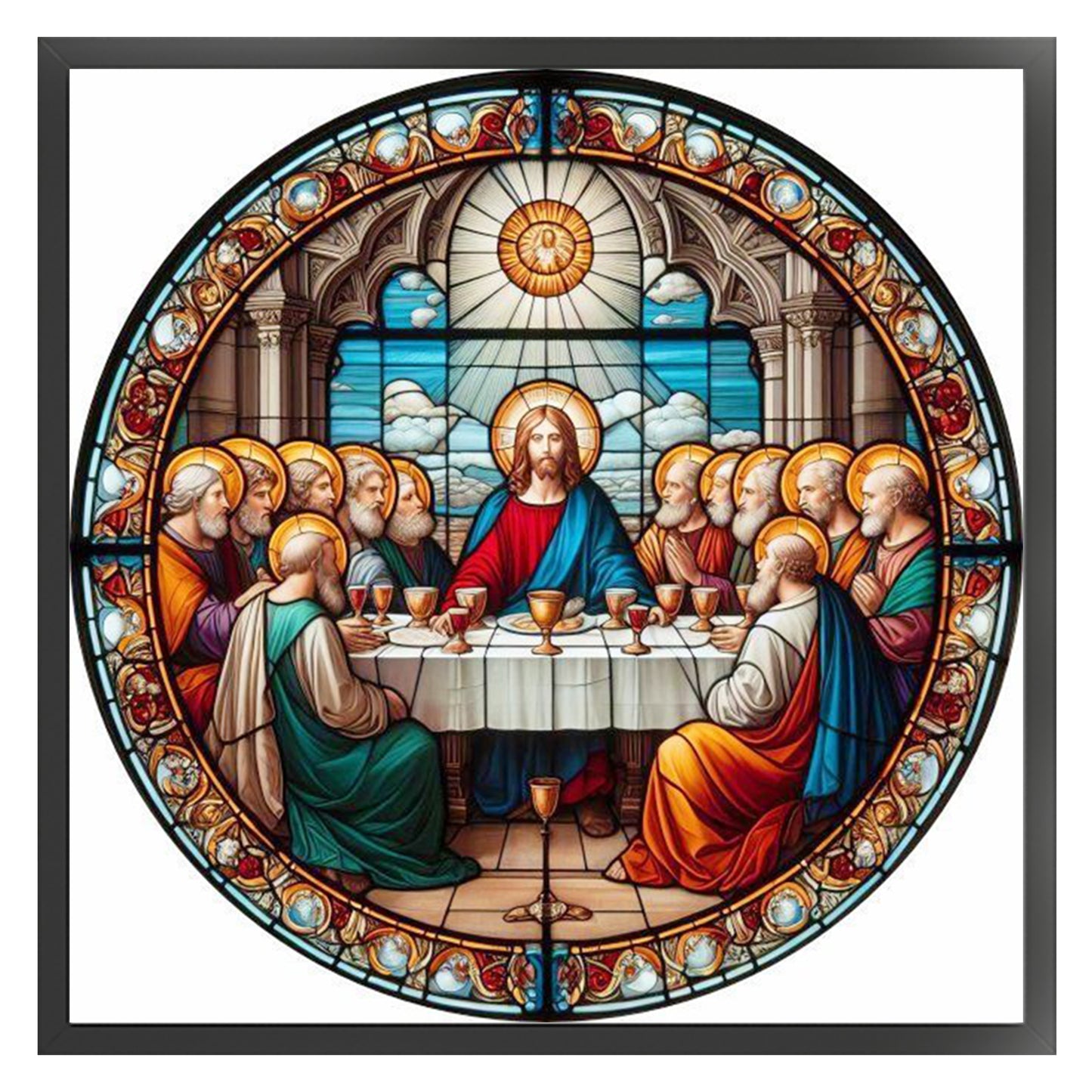 Glass Painting - Jesus - Full 14CT Stamped Cross Stitch 40x40CM - Huacan