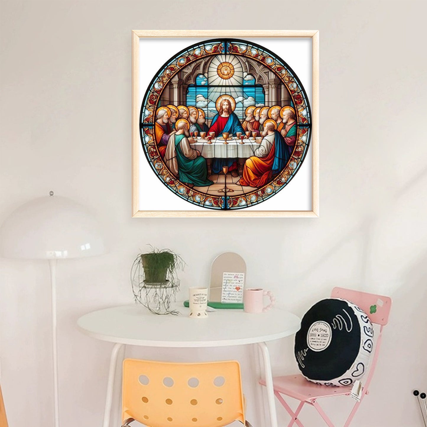 Glass Painting - Jesus - Full 14CT Stamped Cross Stitch 40x40CM - Huacan