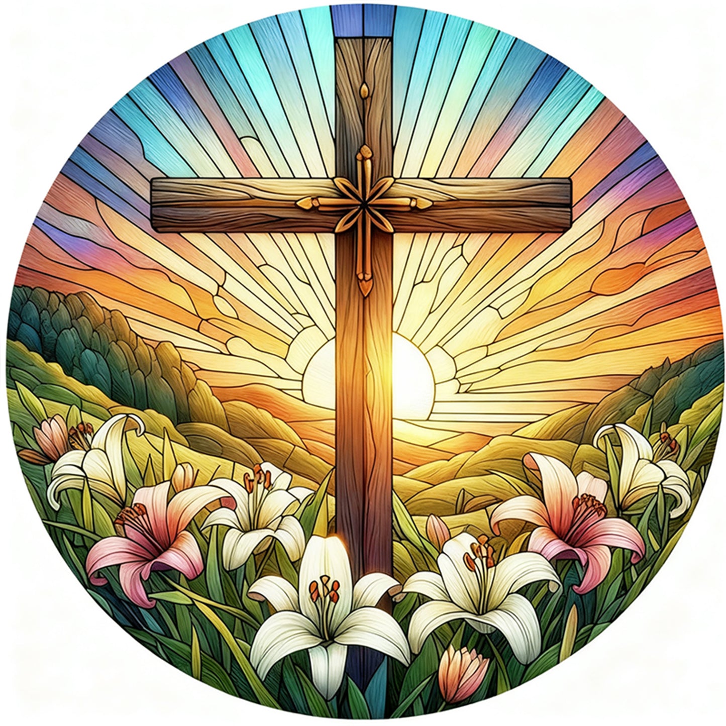 Glass Painting - Jesus - Full 14CT Stamped Cross Stitch 40x40CM - Huacan