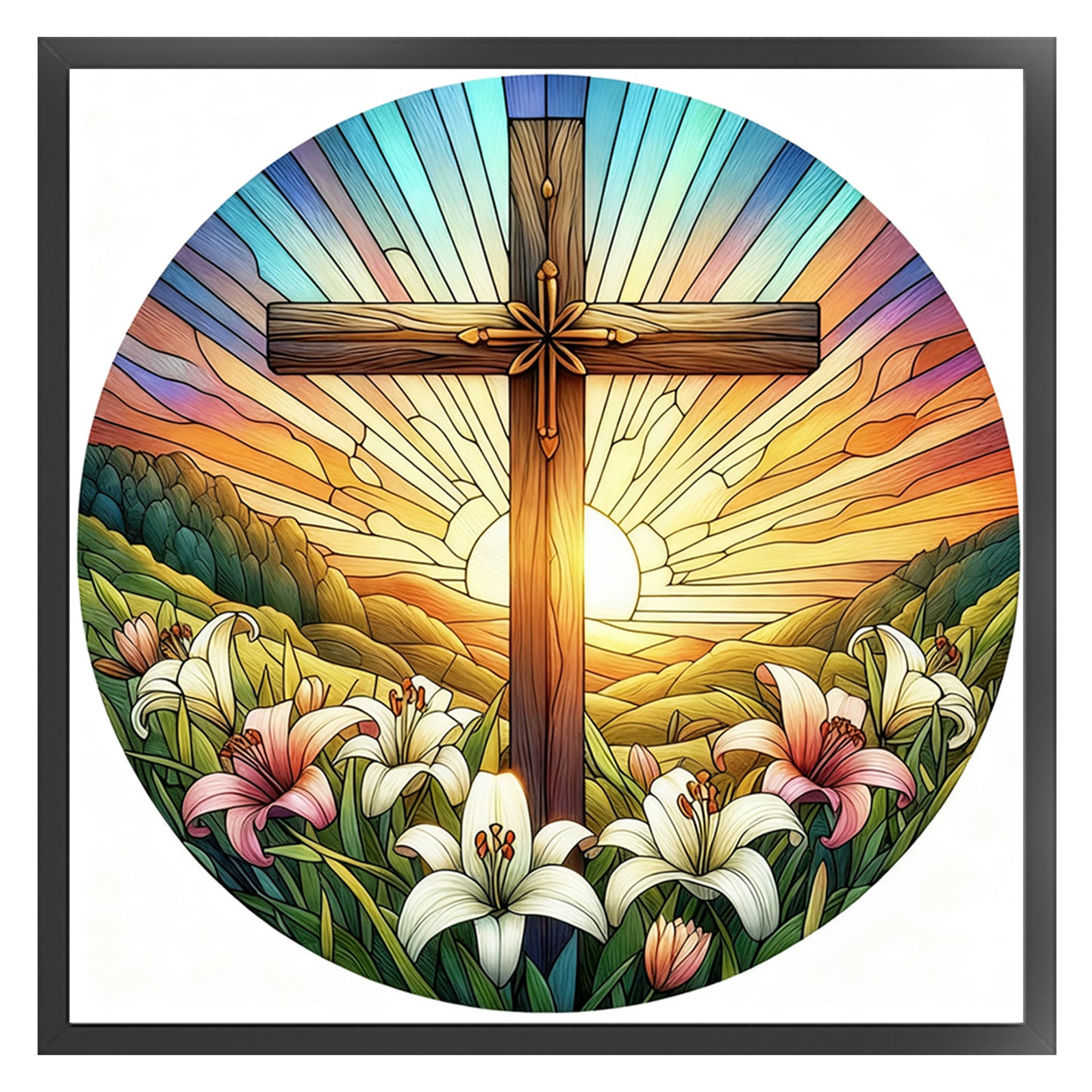 Glass Painting - Jesus - Full 14CT Stamped Cross Stitch 40x40CM - Huacan