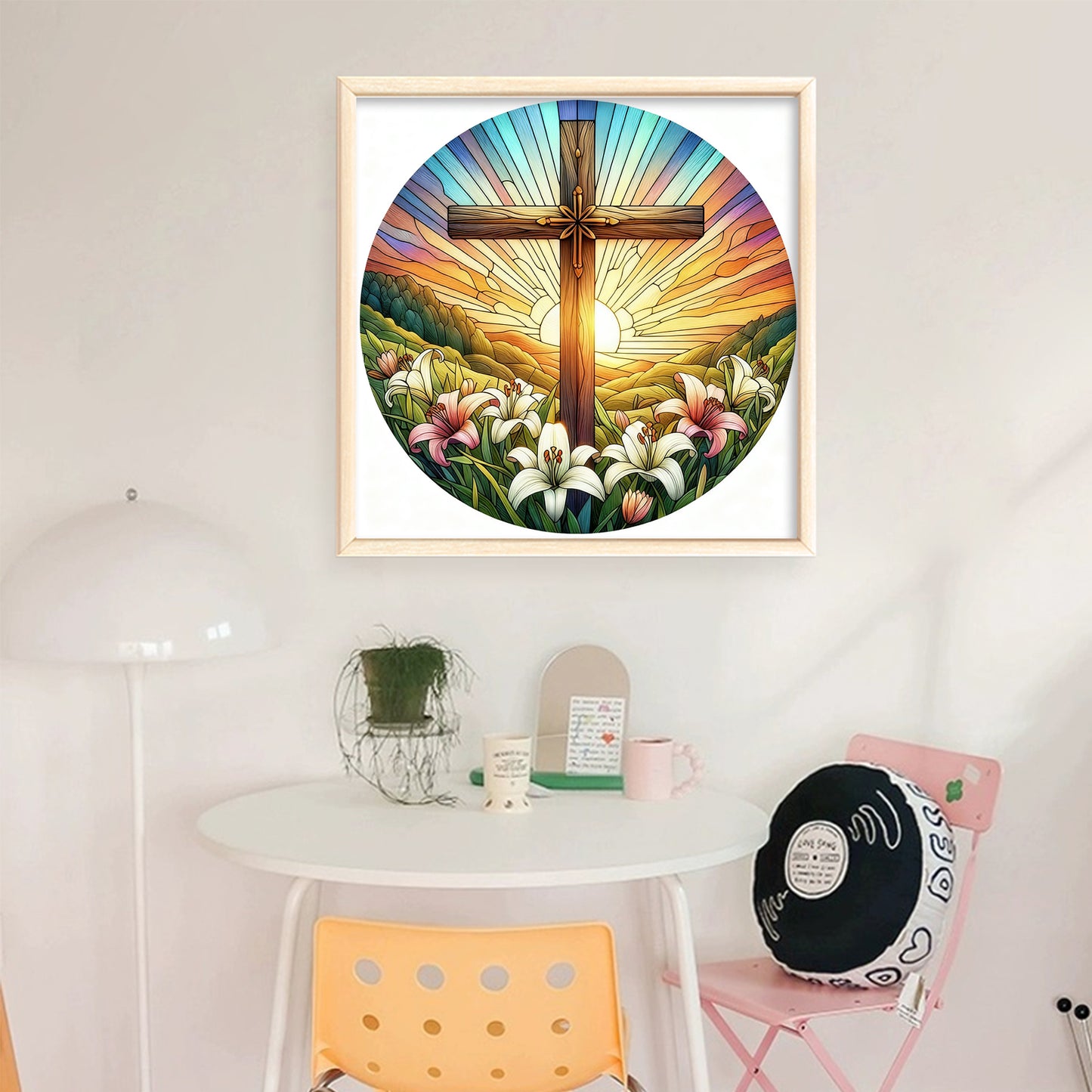 Glass Painting - Jesus - Full 14CT Stamped Cross Stitch 40x40CM - Huacan