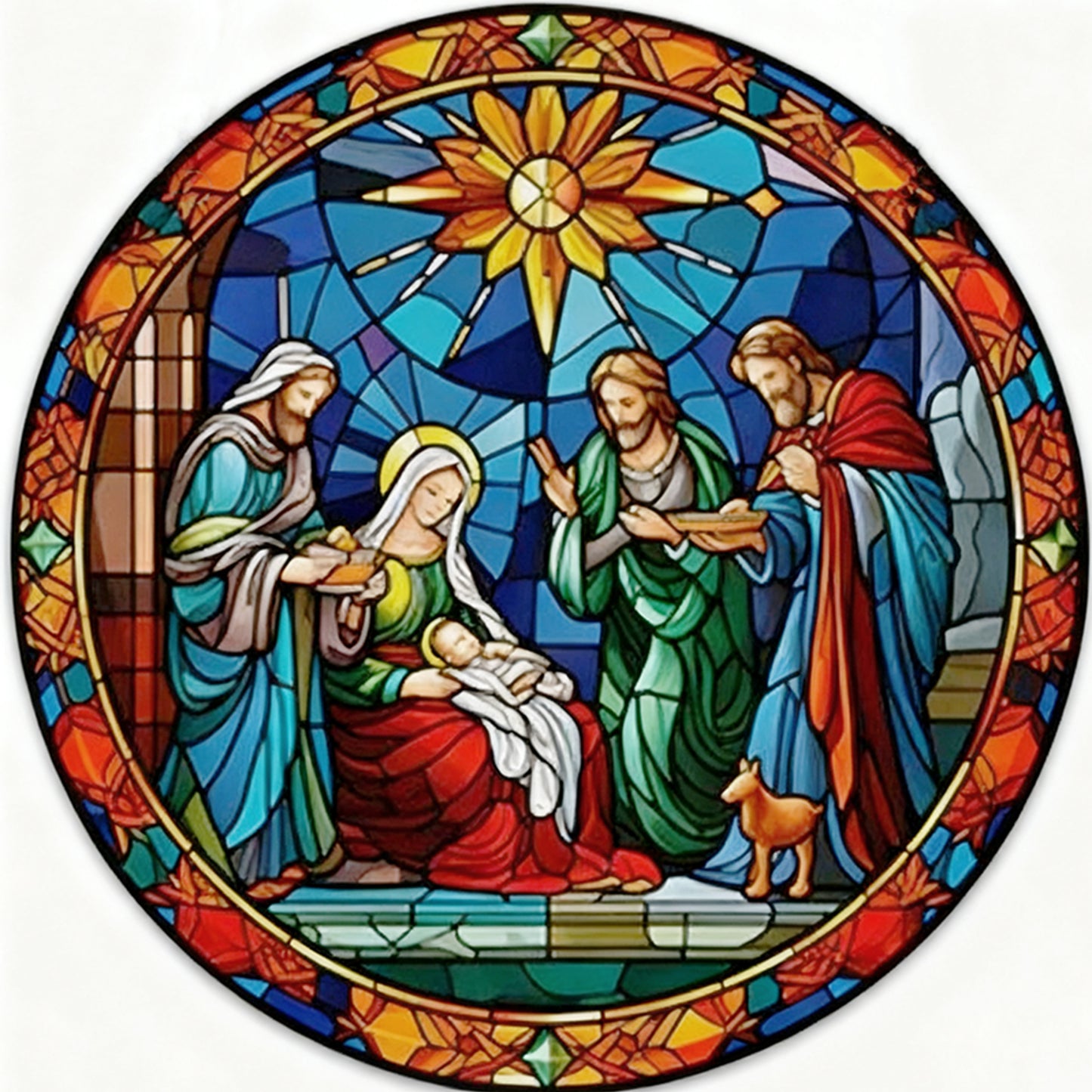 Glass Painting - Jesus - Full 14CT Stamped Cross Stitch 40x40CM - Huacan