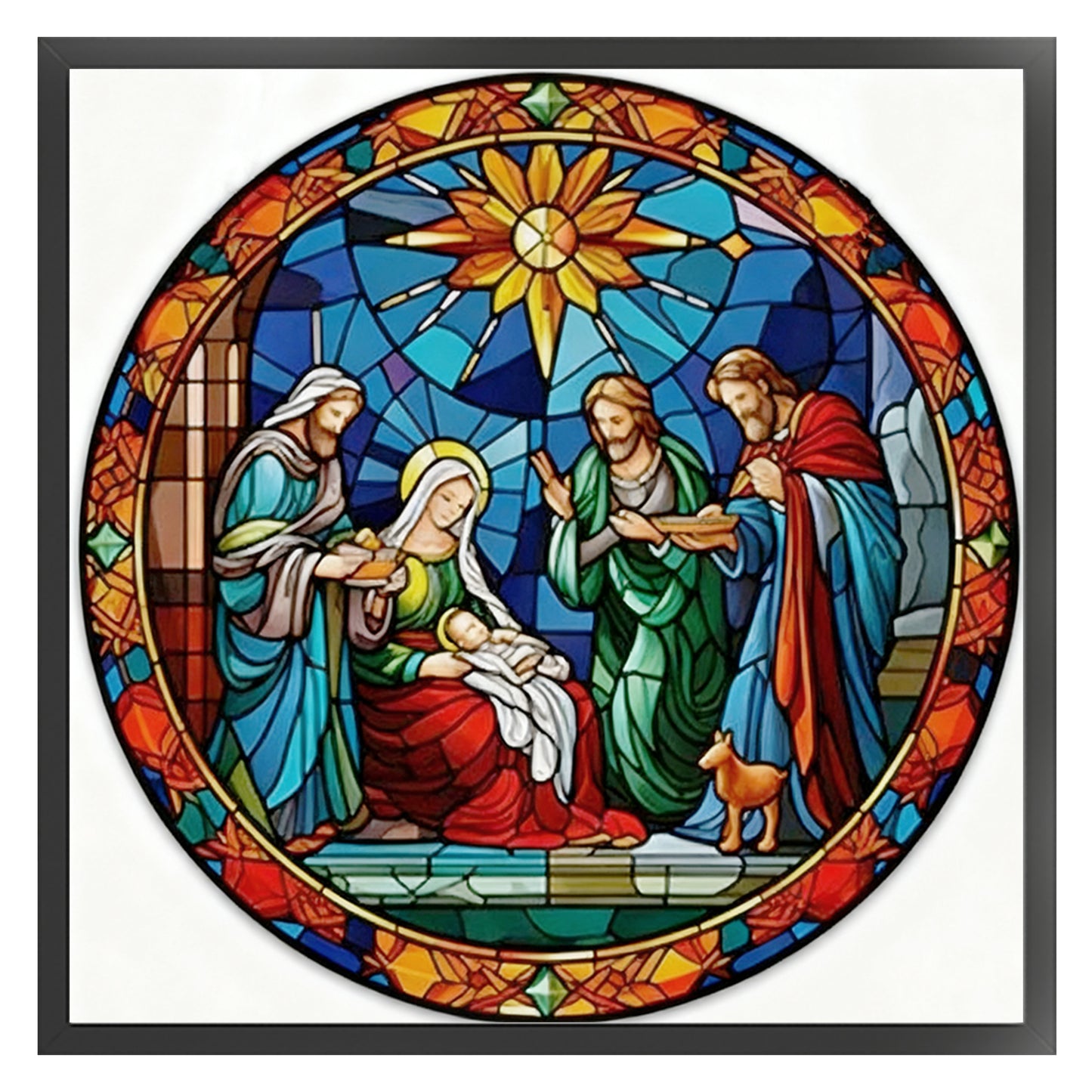 Glass Painting - Jesus - Full 14CT Stamped Cross Stitch 40x40CM - Huacan