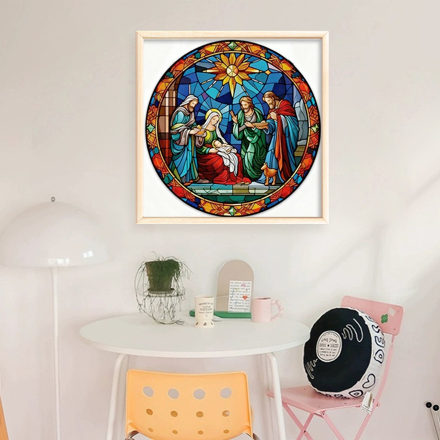 Glass Painting - Jesus - Full 14CT Stamped Cross Stitch 40x40CM - Huacan