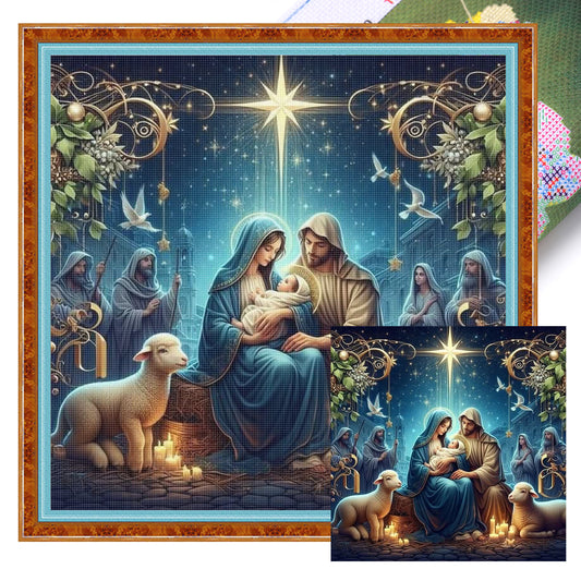 Christmas Jesus - Full 14CT Stamped Cross Stitch 40x40CM - Huacan