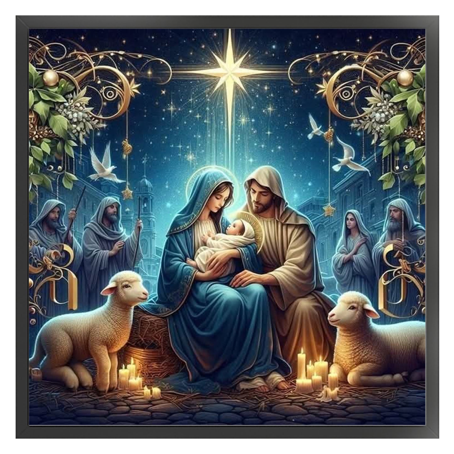 Christmas Jesus - Full 14CT Stamped Cross Stitch 40x40CM - Huacan