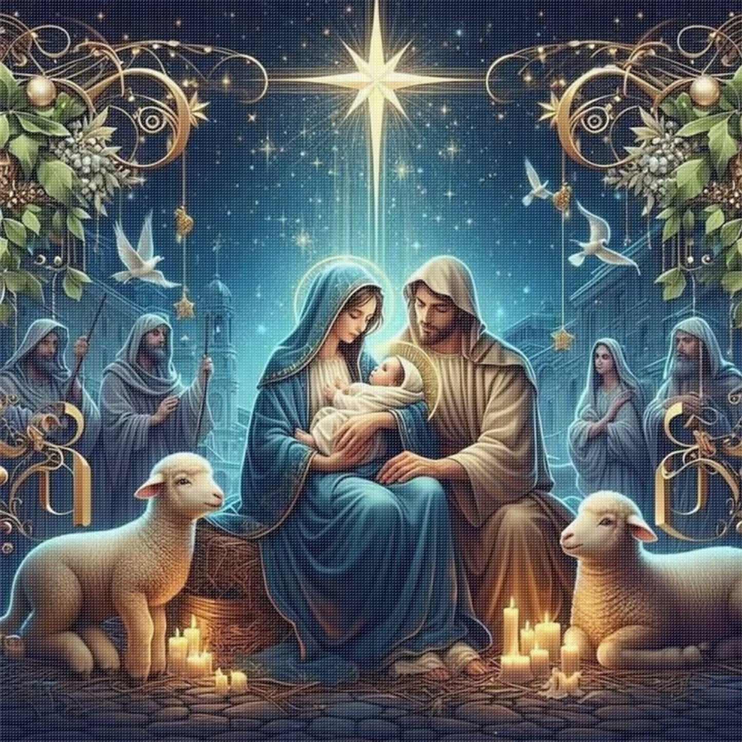 Christmas Jesus - Full 14CT Stamped Cross Stitch 40x40CM - Huacan