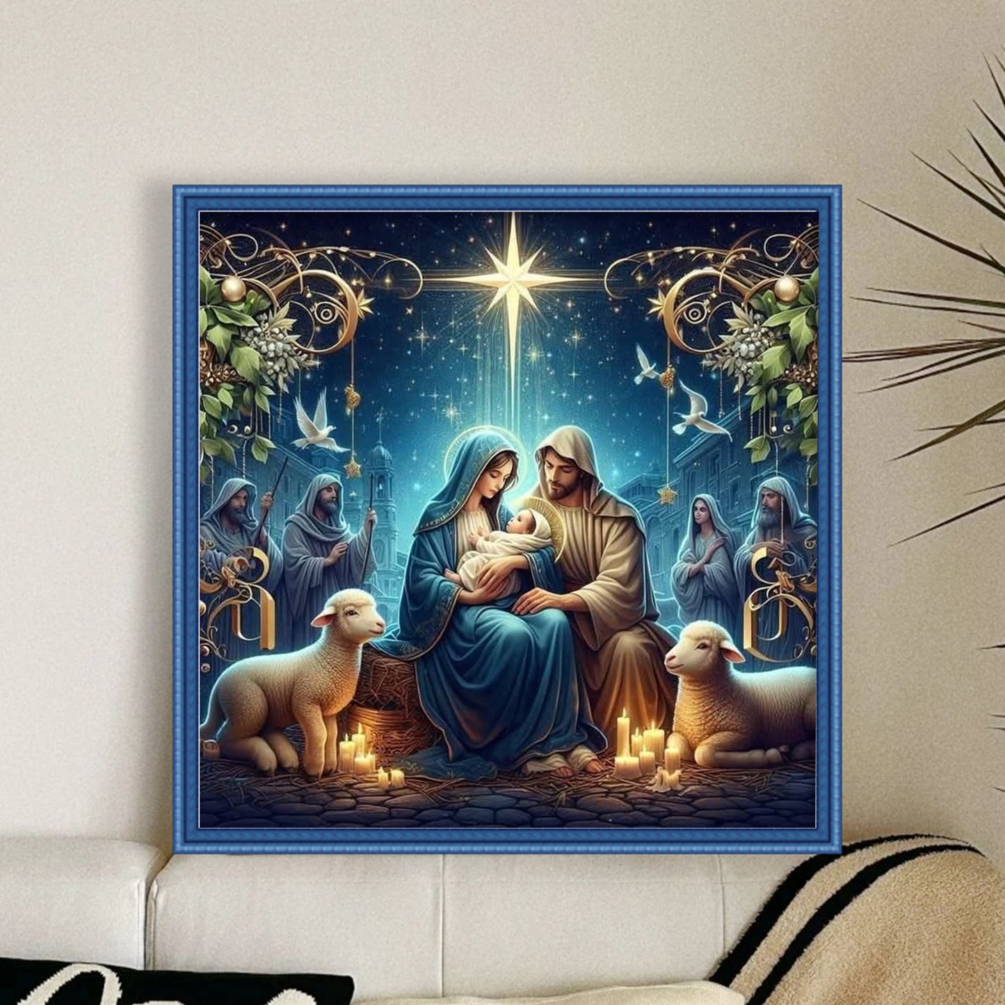 Christmas Jesus - Full 14CT Stamped Cross Stitch 40x40CM - Huacan