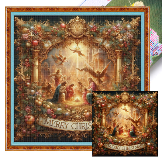 Christmas Jesus - Full 14CT Stamped Cross Stitch 40x40CM - Huacan