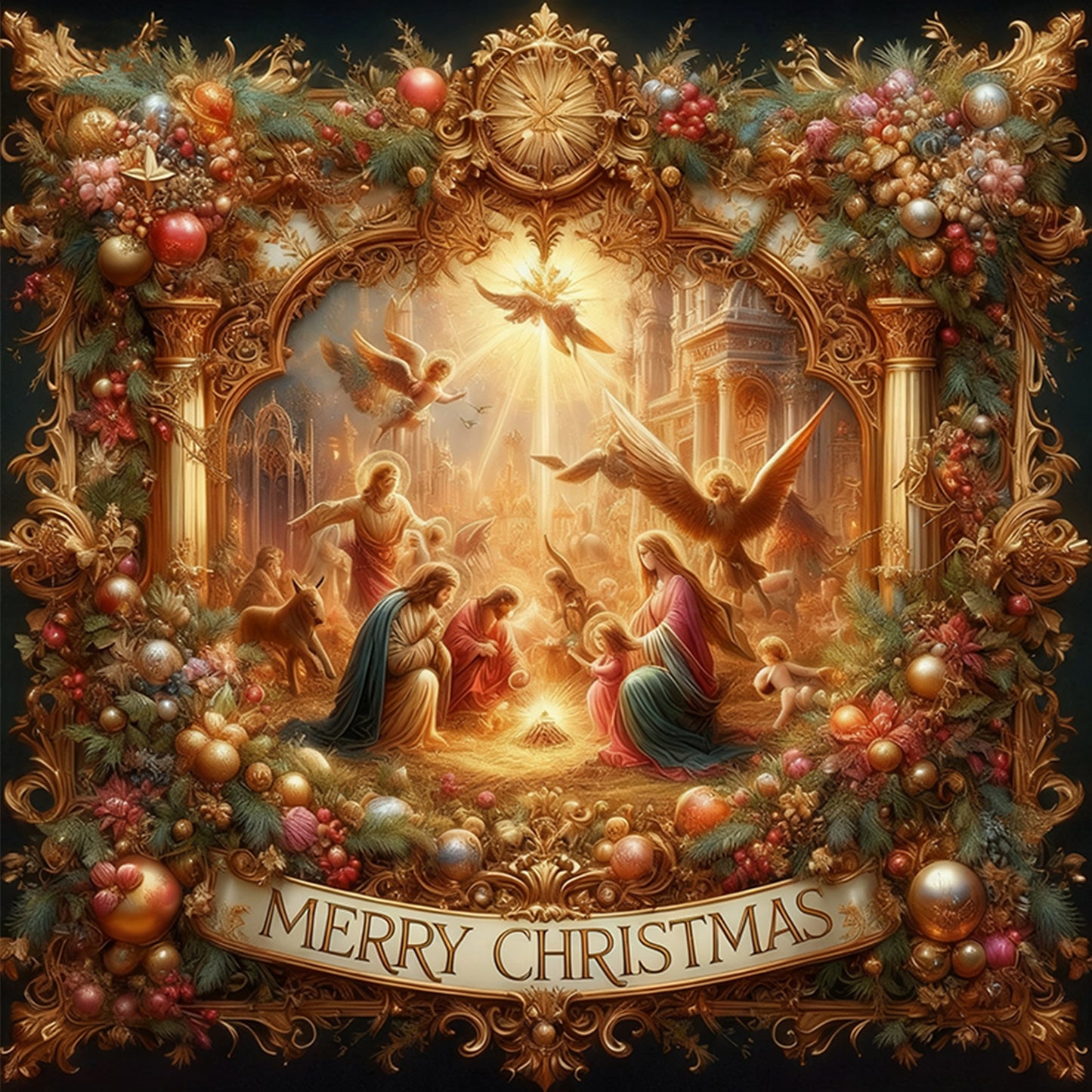 Christmas Jesus - Full 14CT Stamped Cross Stitch 40x40CM - Huacan